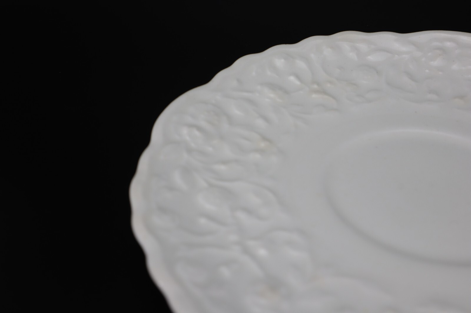 Pope Gosser Rose Point CUP & SAUCER Set of 2 White with Raised Roses Vintage USA