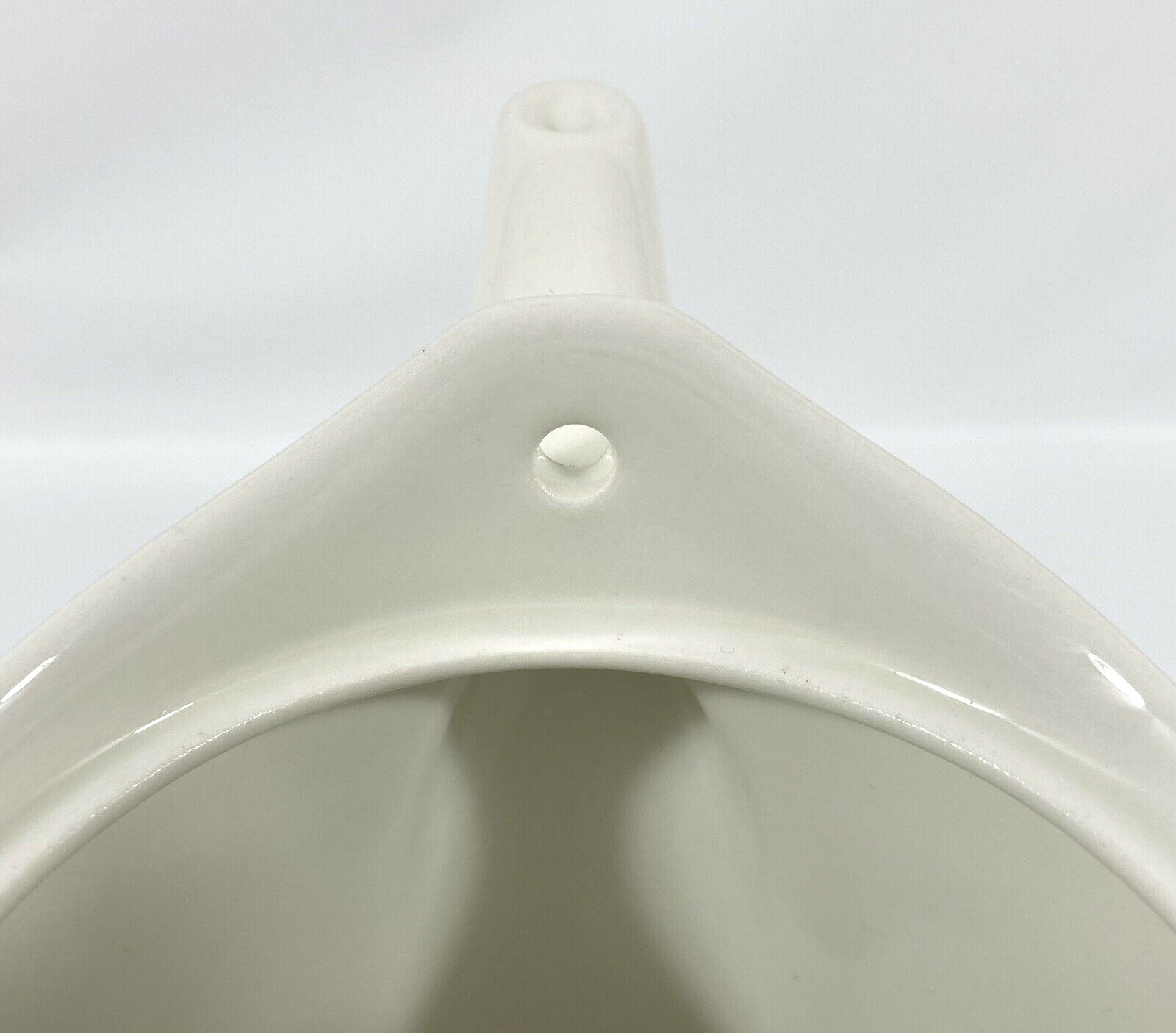 Vtg Danish Style Pottery Coffee Pot White w/ Metal Lid & Handle Carafe 9″ RARE