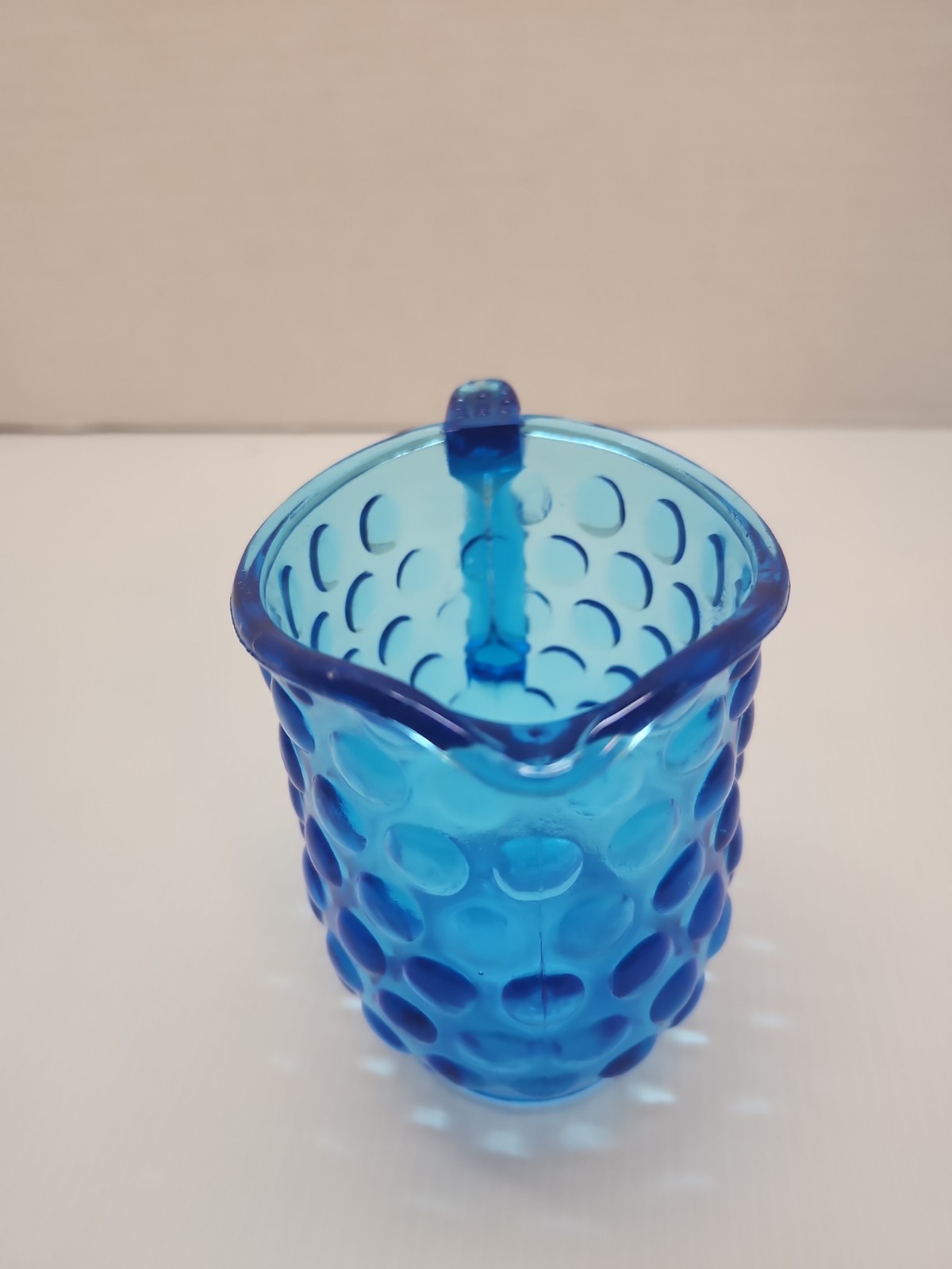 Vintage Blue Hobnail Small Pitcher Or Creamer 4.25″ Tall