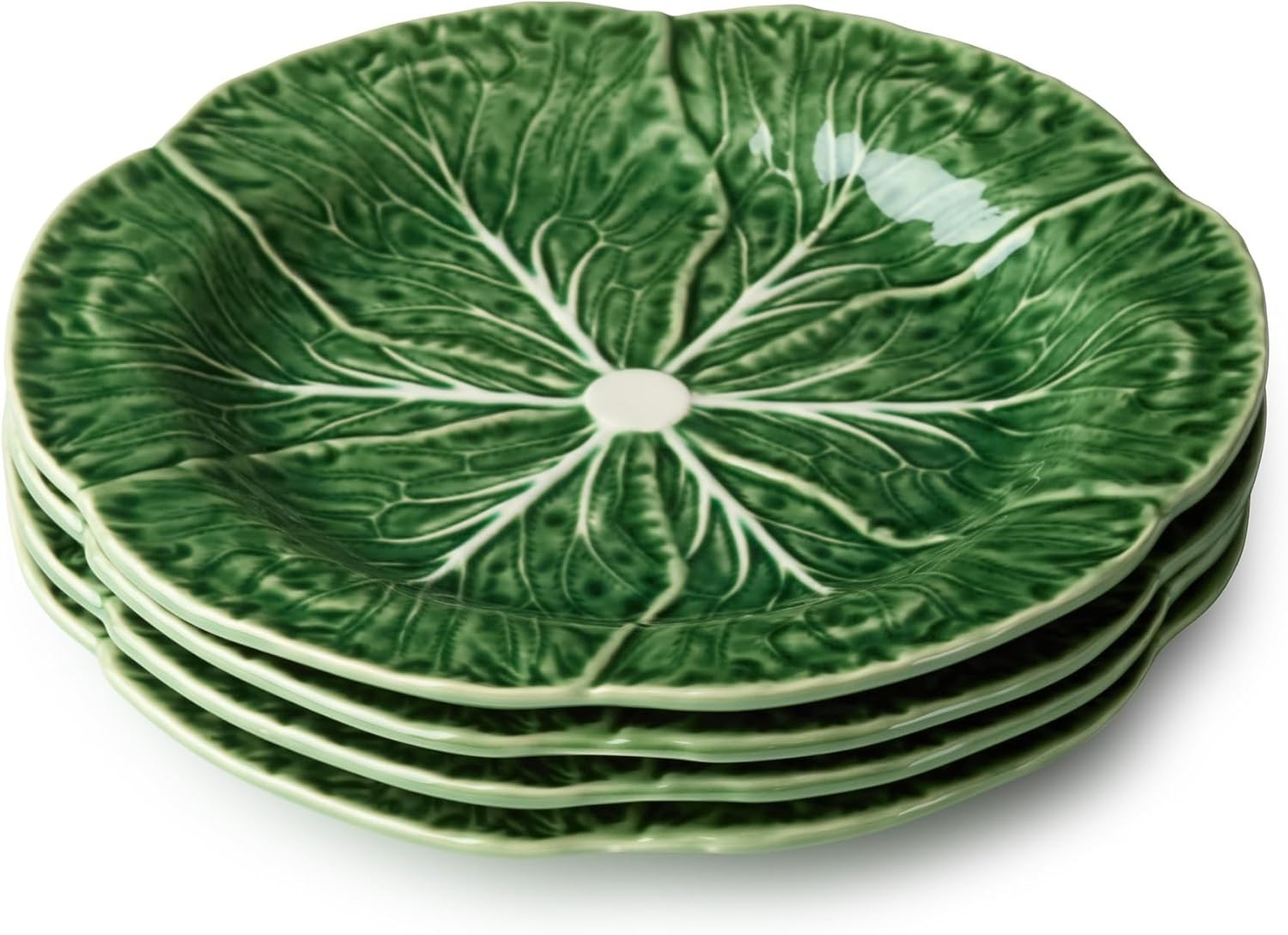 Le Jardin Cabbage 3D DINNER PLATES, SET OF FOUR – Sculpted Green Stoneware