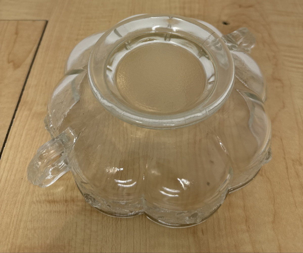 Vintage Pressed Glass Serving Bowl with Handles Decorative Home Decor MCM