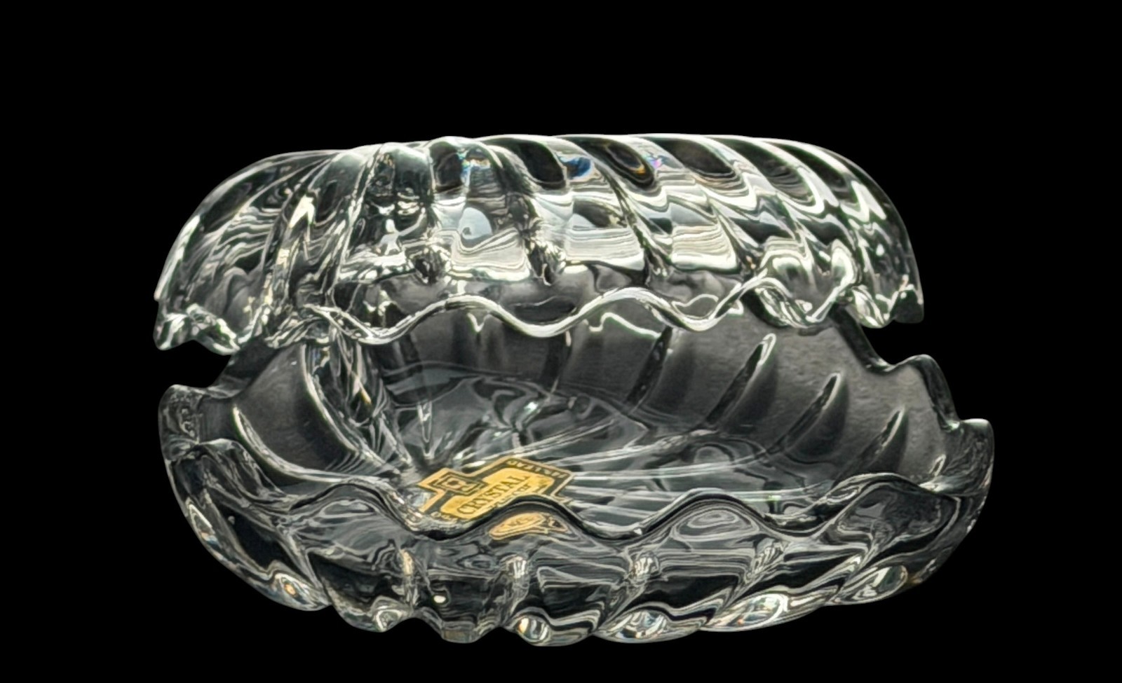 Vintage Zajecar 24% Lead Crystal Heart Box Candy Dish Jewelry Box Yugoslavia