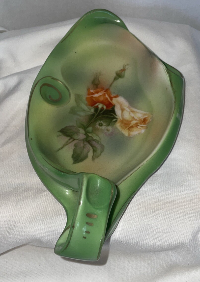 Rare Old Royal Bayreuth Bavarian Porcelain Hand Painted Dish Tray small w handle