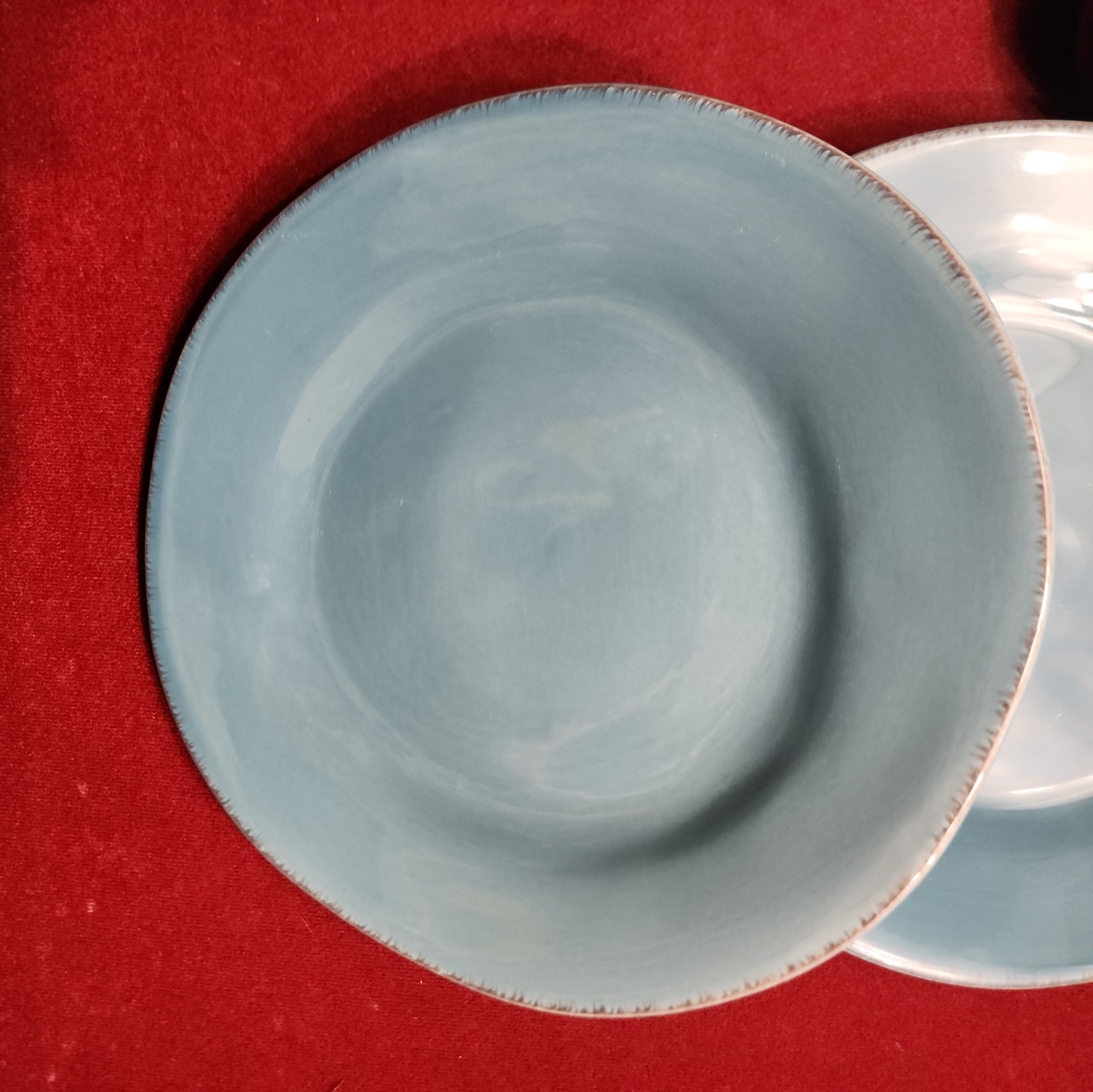 PIER 1 Stoneware ELEMENTAL 4 Salad Plates 8 25″ Smoke Blue RETIRED Asymmetrical