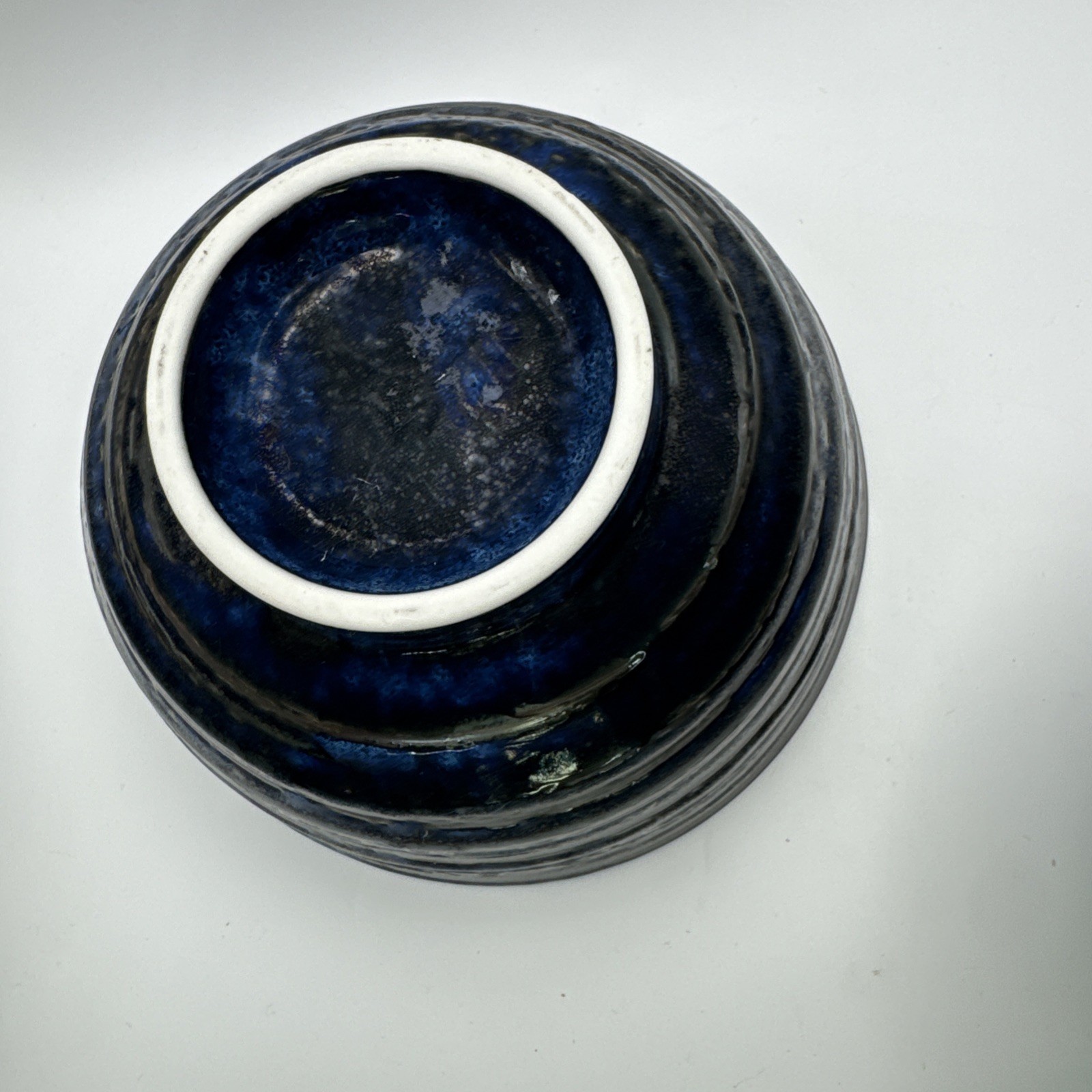 Set of 2 Art Blue Copper swirl ceramic udon noodle ramen bowls 6.5 in