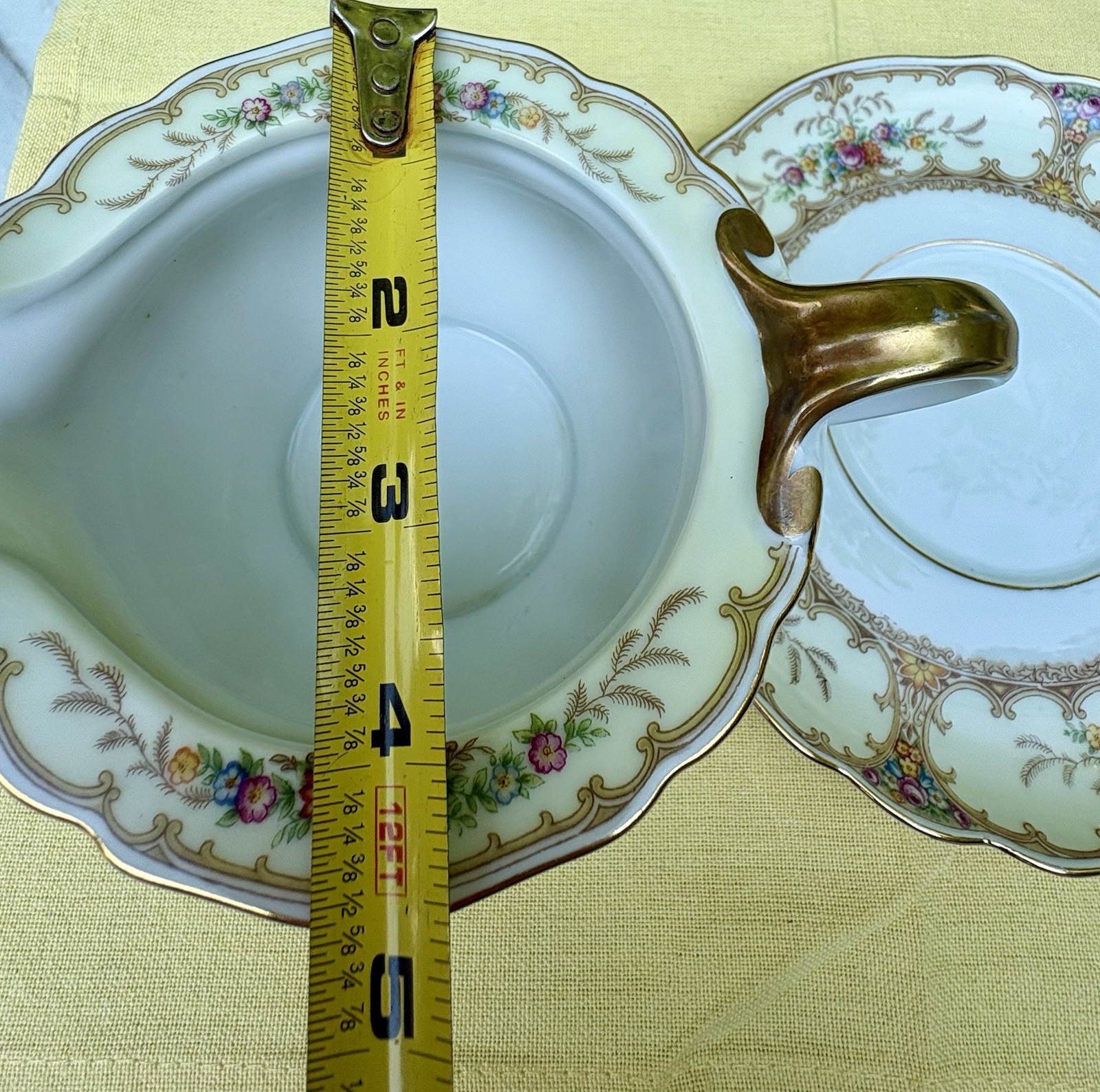 Paul Muller Selb Meadowbrook Antique Creamer And Saucer-Gold Trim