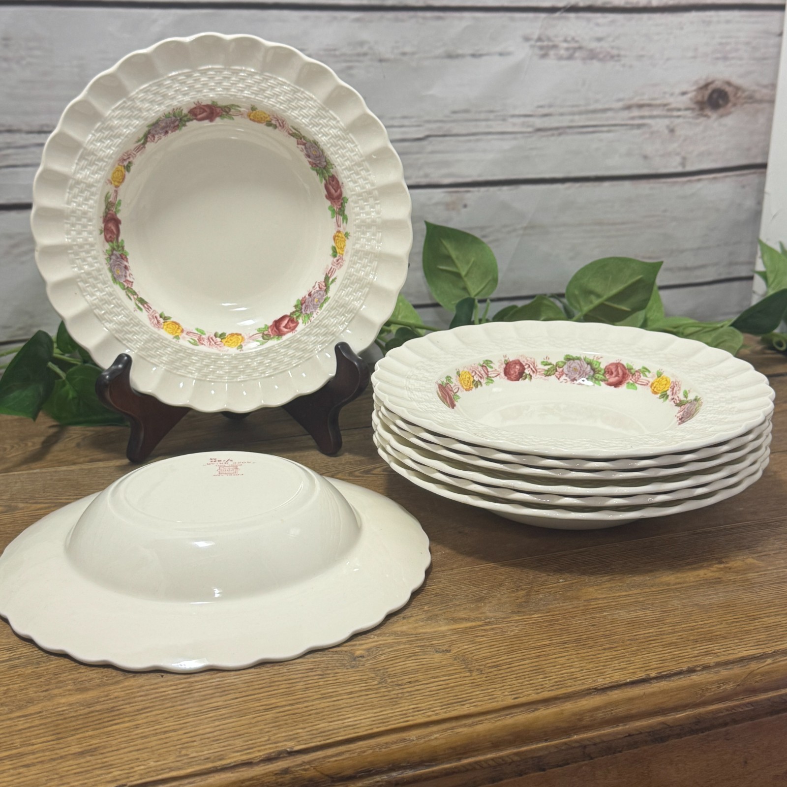 Copeland Spode Briar Rose Chelsea Wicker Lunch Luncheon Soup Serving Bowl Cereal
