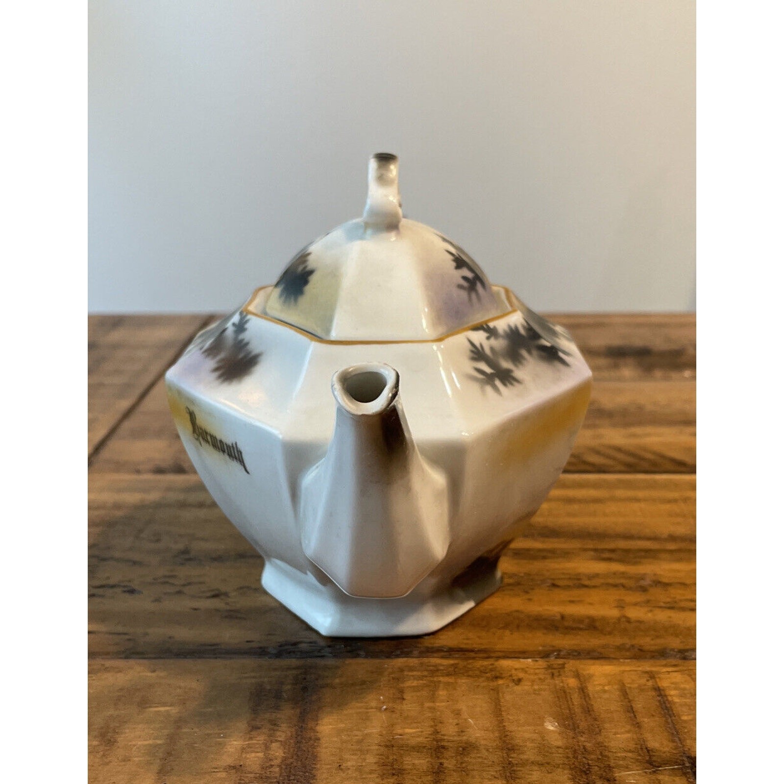 VTG TEAPOT 2 cups. Souvenir ART DECO“A present from Barmouth” ME Baveria