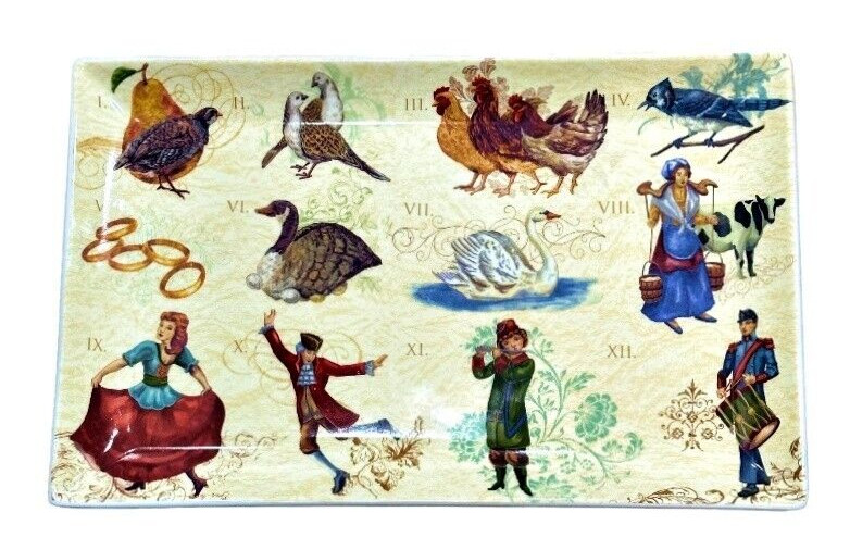 Noble Excellence Serving Platter Tray 12 Days of Christmas 15.5 x 9.75 Inches