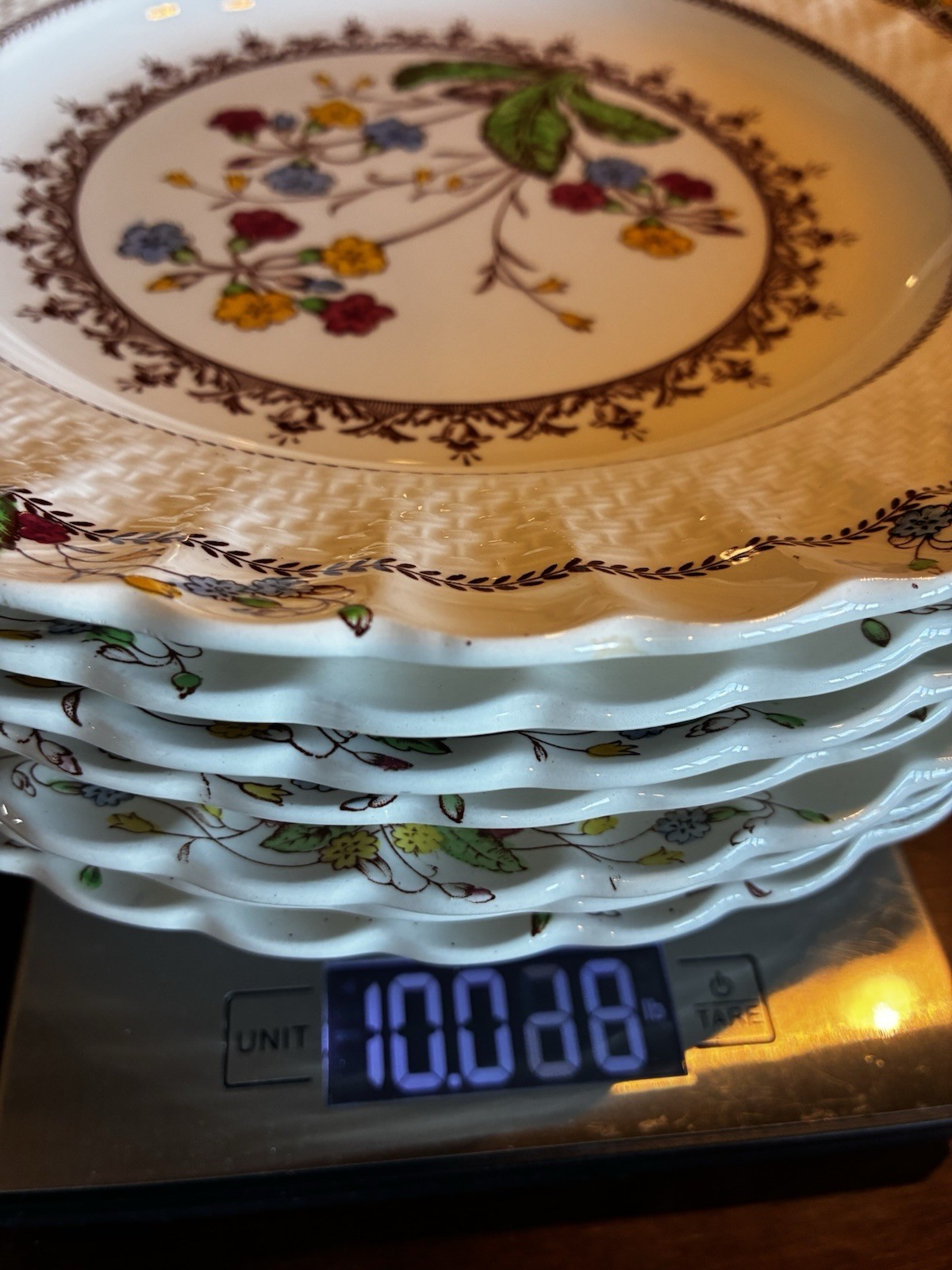 8 Copeland SPODE COWSLIP 10 1/2″ DINNER PLATES Discontinued Set Old Back Stamp