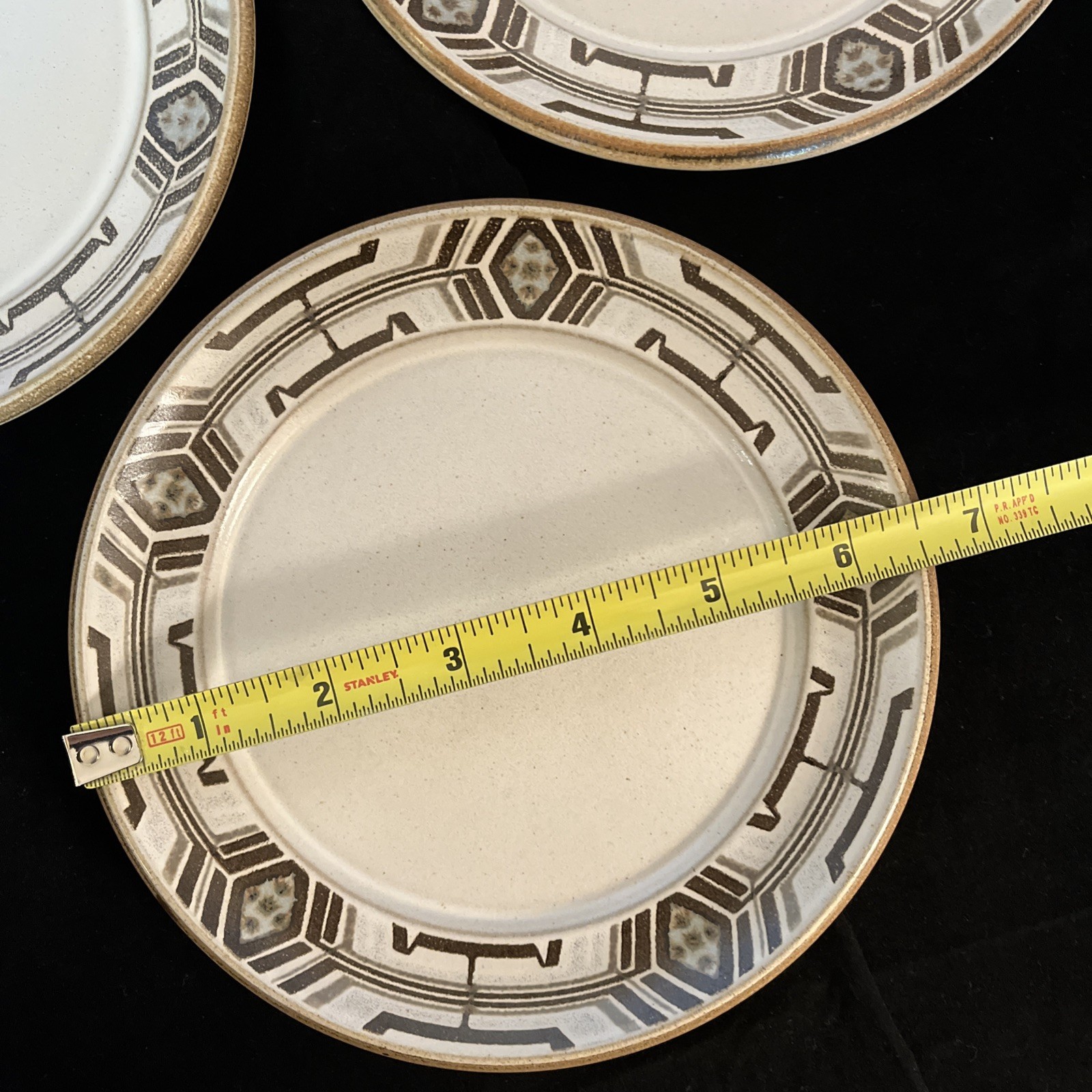 Set Of 3 Denby Plates 6.5in Stoneware Potpourri Aztec For Tea Side Dessert Bread