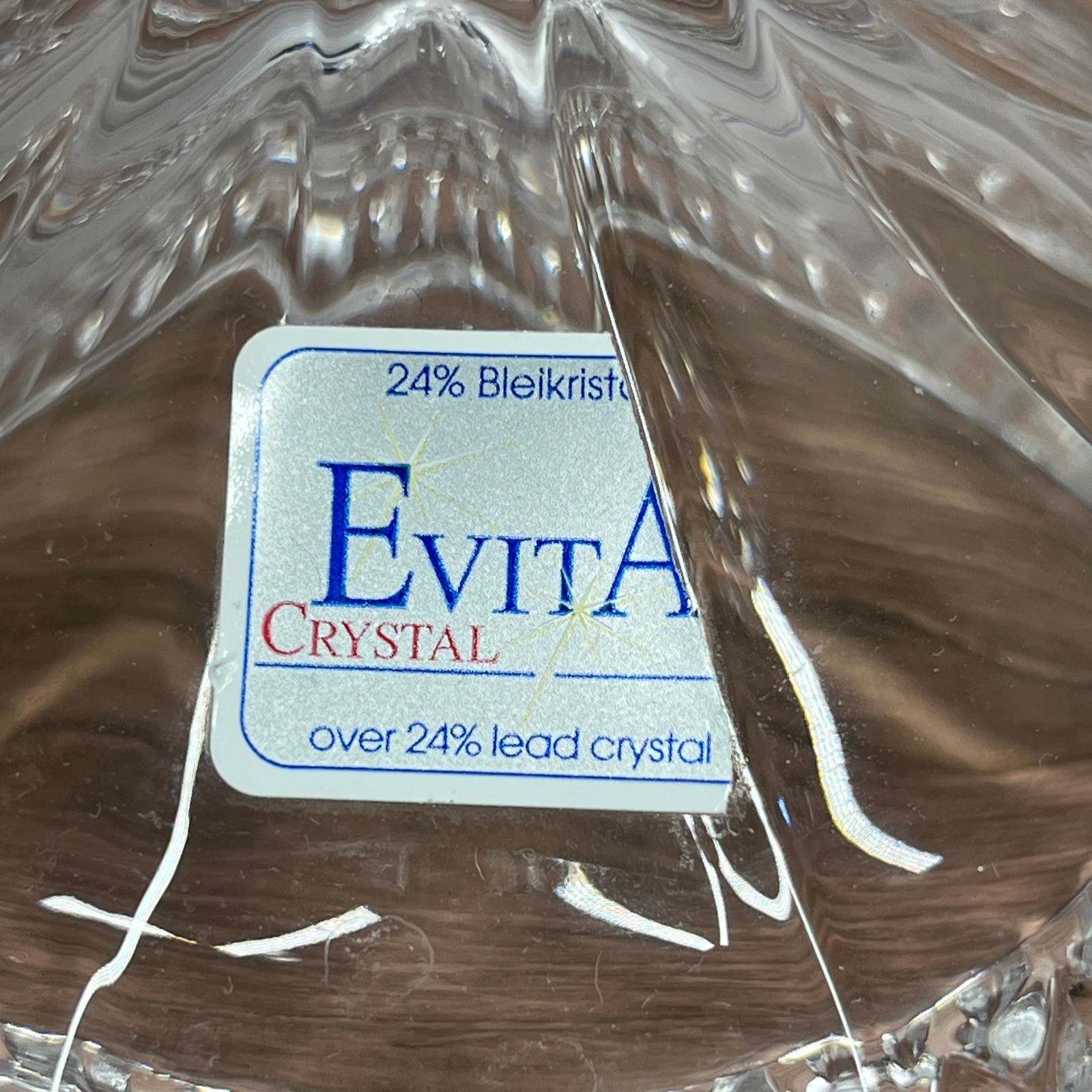 Evita Crystal 3pc Bowl Vase Set Red Clear 24% Lead Crystal Ruby Cut to Clear