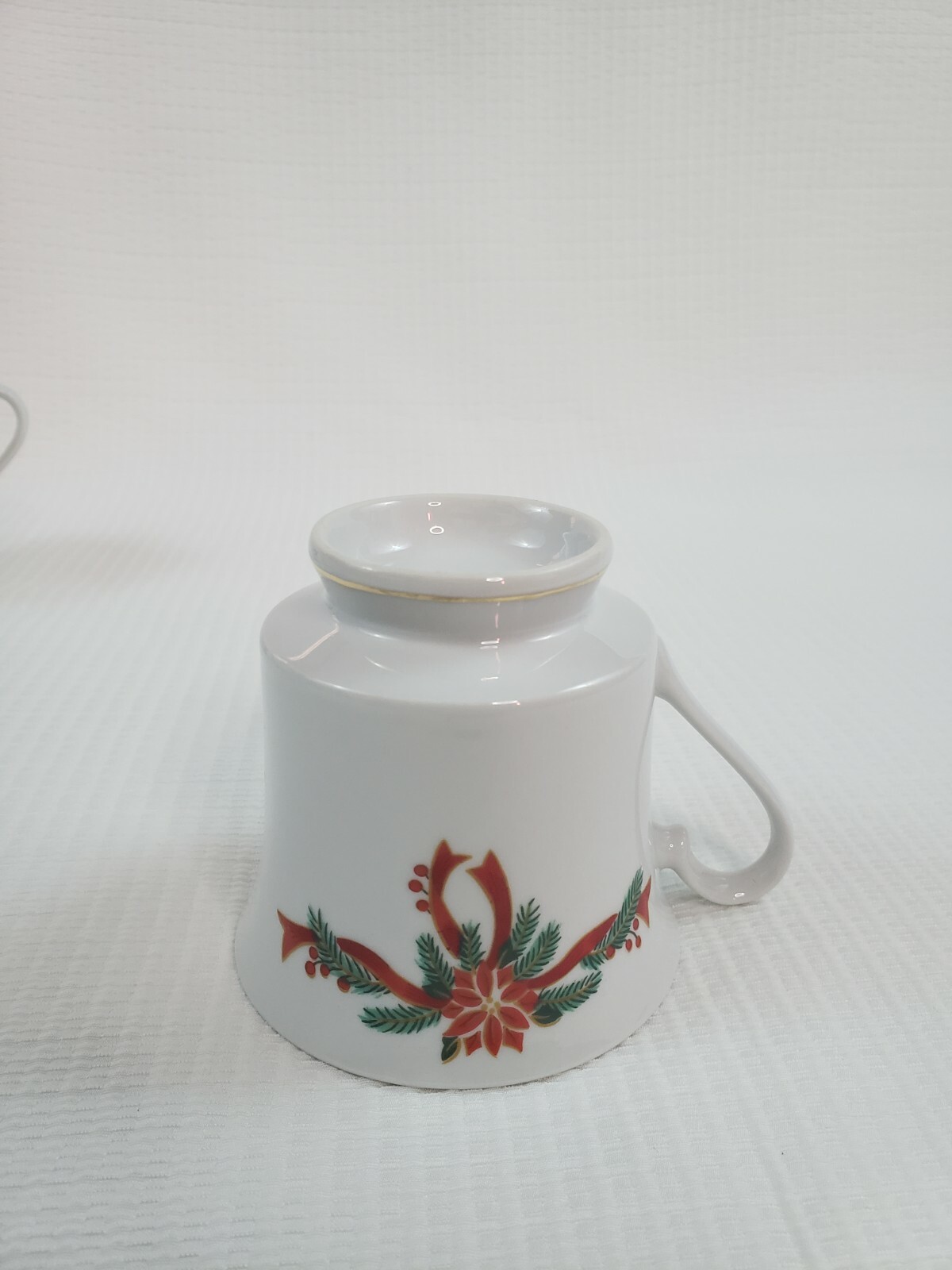 6 Tienshan Poinsettia Red Ribbon Ceramic Fine China Teacups Saucers