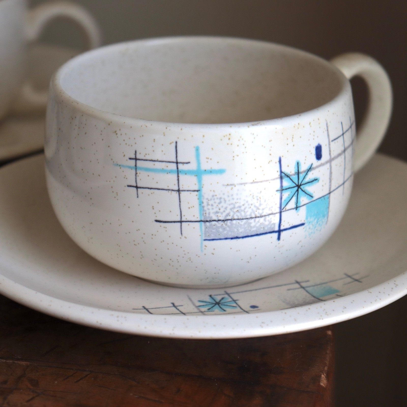 Franciscan Oasis Cup & Saucer 11 Sets Mid-Century Atomic 1950s Coffee Teacup Vtg