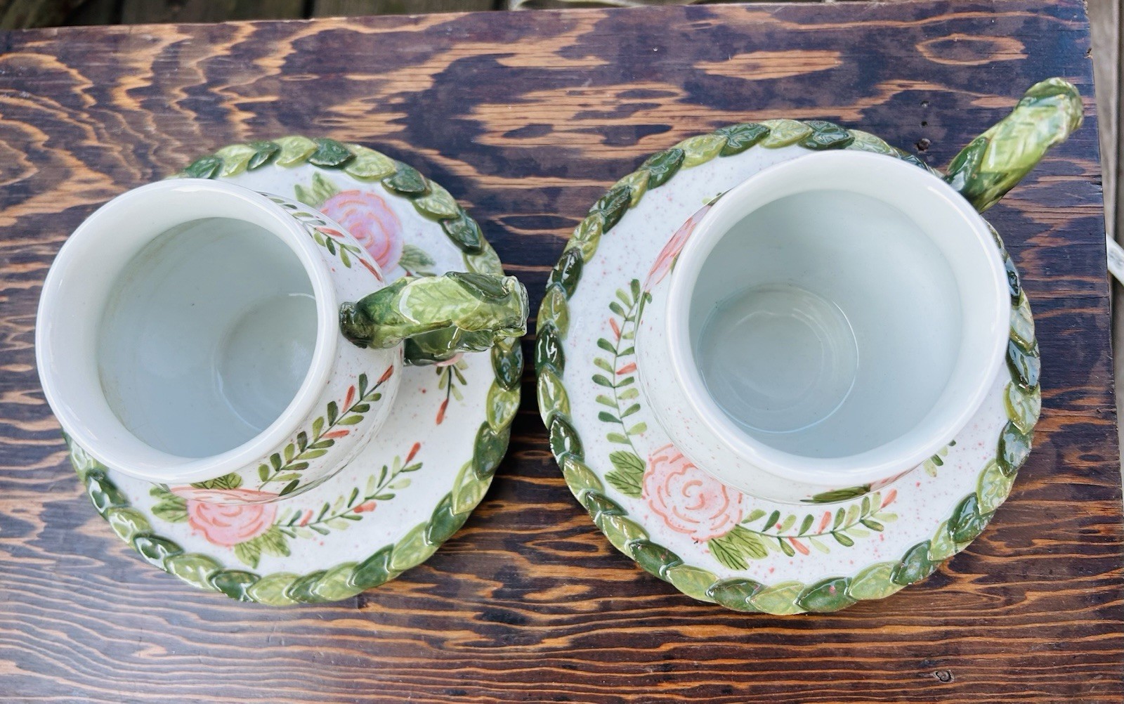 Papel Giftware Floral Ceramic Cup & Saucer Set, Thailand, Four-Piece