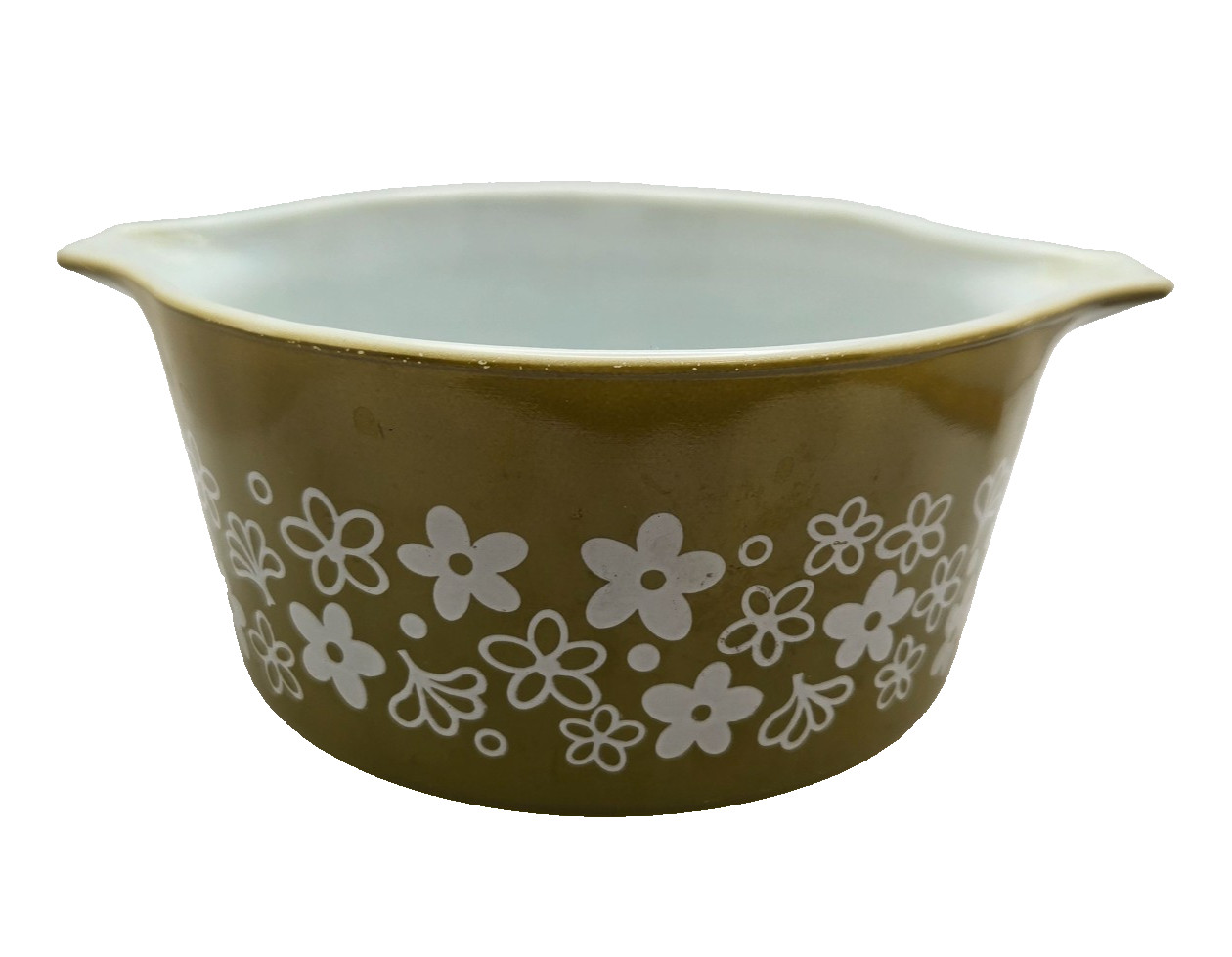 Vintage Pyrex 473 Spring Blossom Green Crazy Daisy 1 Qt Casserole Dish No Lid