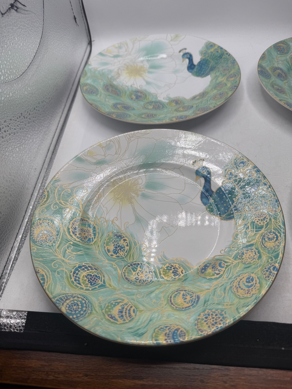 222 Fifth Lakshmi Peacock Floral Salad Plates Set of 4 Multicolor – Read
