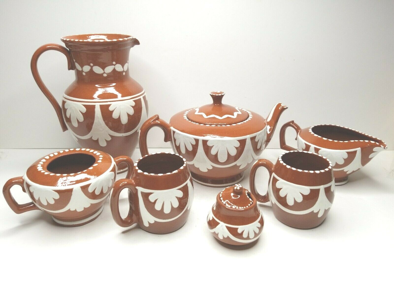 15 Pc Obar Terra Cotta Plates Teapot Pitcher Bowl Cream Cup Cruz Legue Portugal