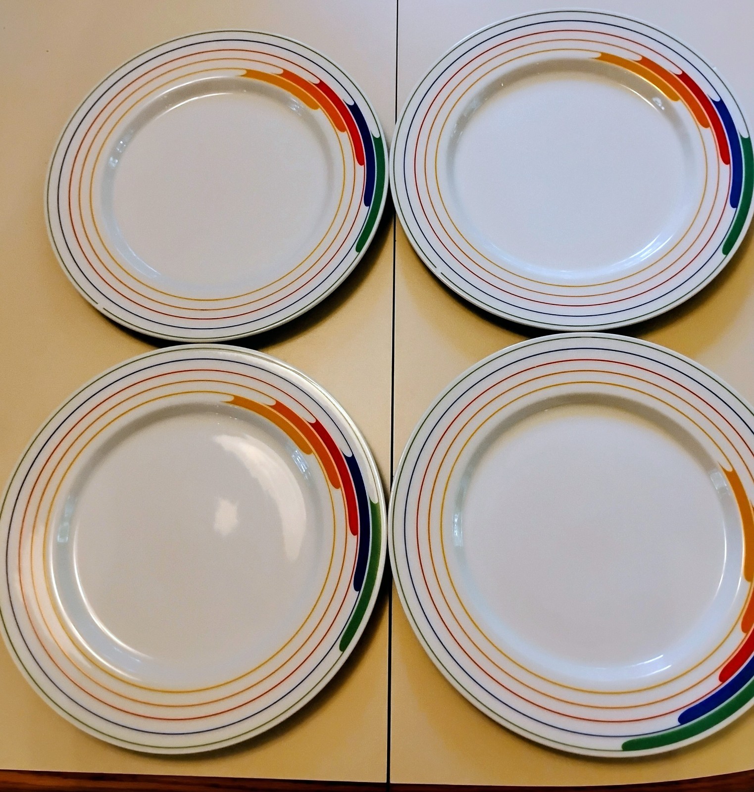 Studio Nova HI Fi Primary Gallery 4 Dinner Plates 10.5 Inch. Good Used Condition