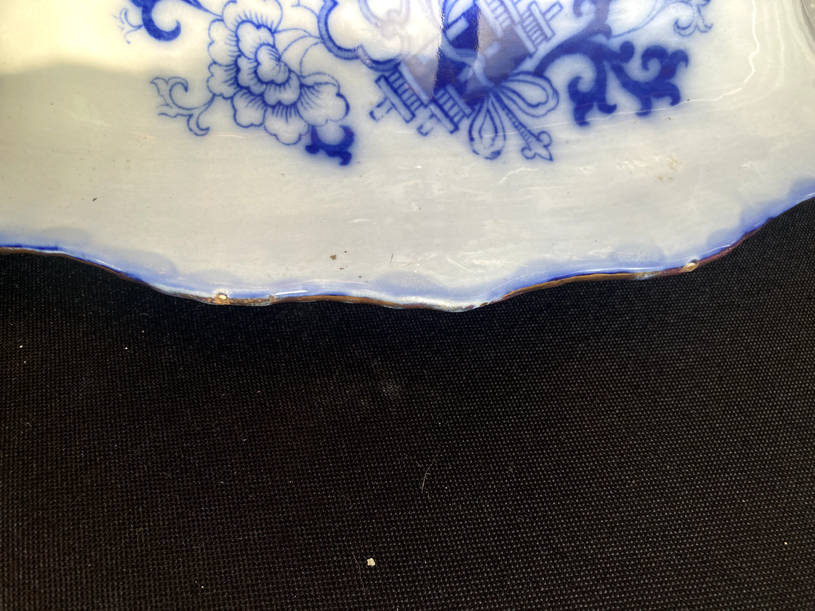 Antique Royal Doulton Flow Blue Oval Covered Vegetable Nankin Porcelain England