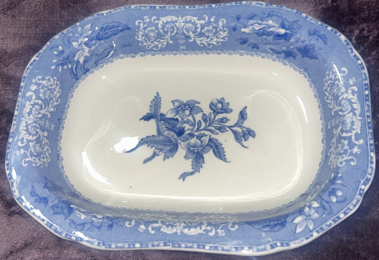 Vintage Copeland Spode Blue Camilla Rectangular 9.25” x 6.75” Serving Bowl