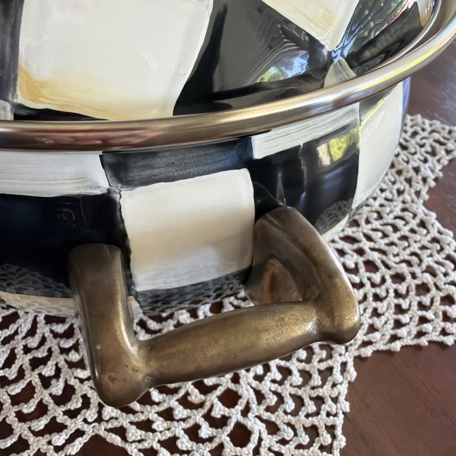 Mackenzie Childs Courtly Check Covered Casserole Handles 3 Quart Enamel Retired