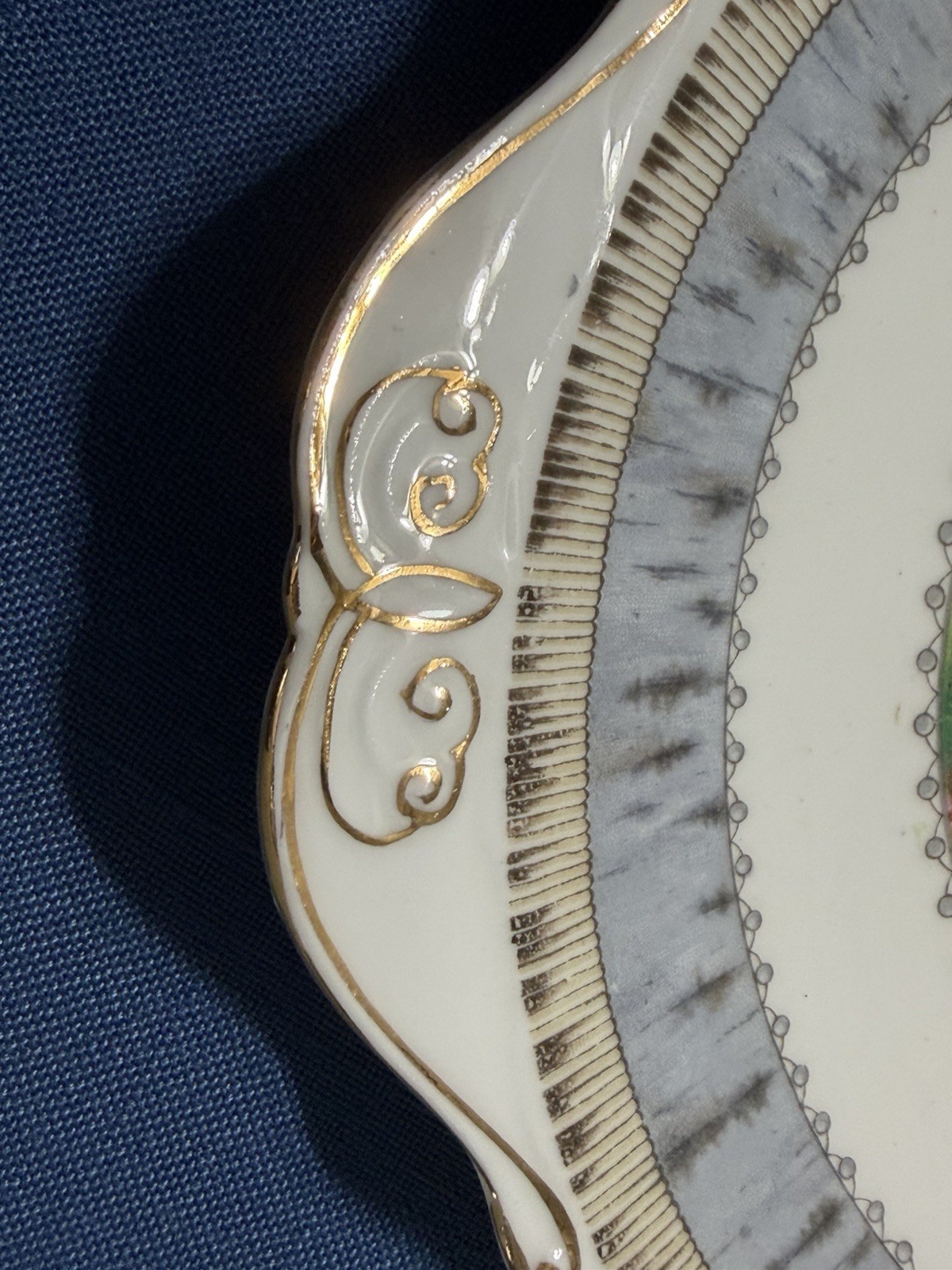 Royal Albert Silver Birch Cake Set for 6 Handled Plate C&S Cups & Saucers Plates