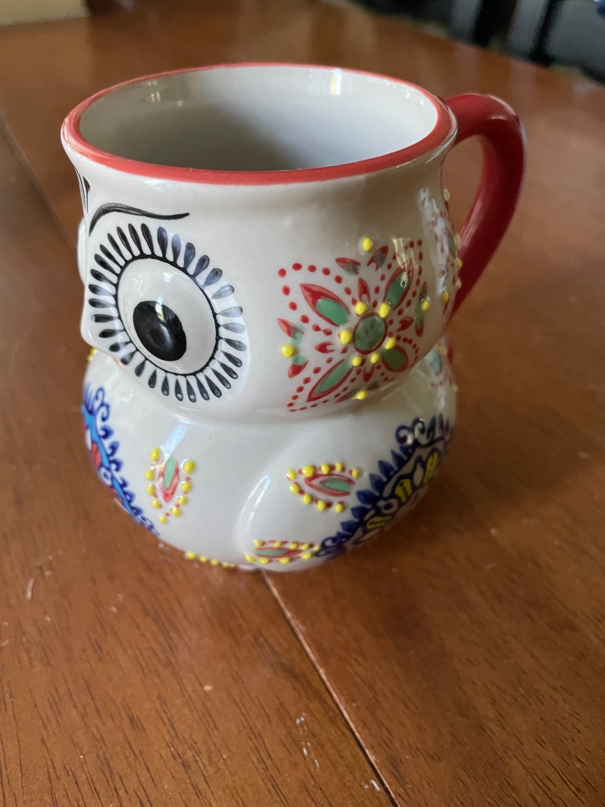 Yokohama Studio Miyabi Owl Mug Hand Painted Ceramic 3D Coffee Tea Cup Japan