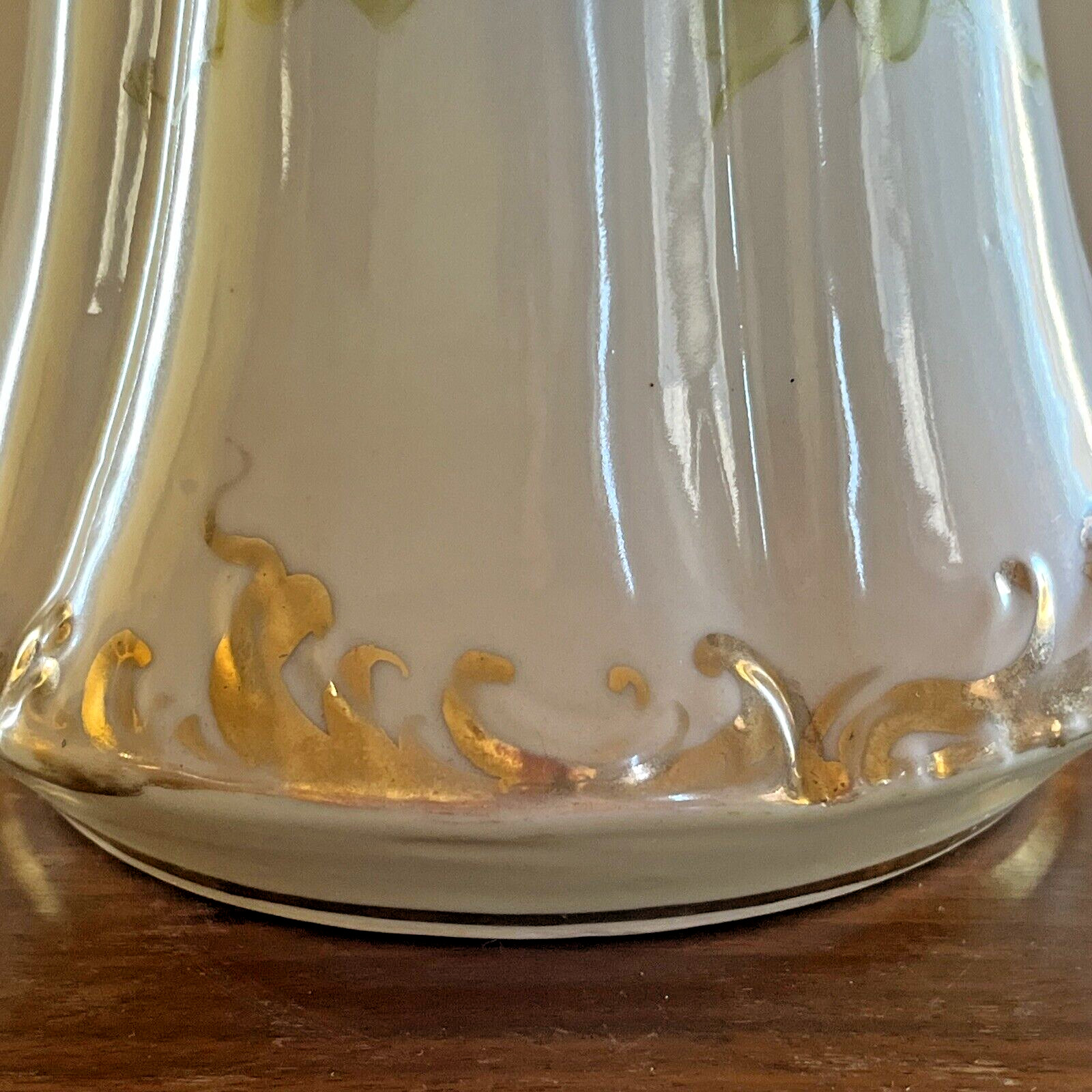 Antique Tall Pitcher Hand Painted Vase Tankard Ewer Roses Gold 15.5