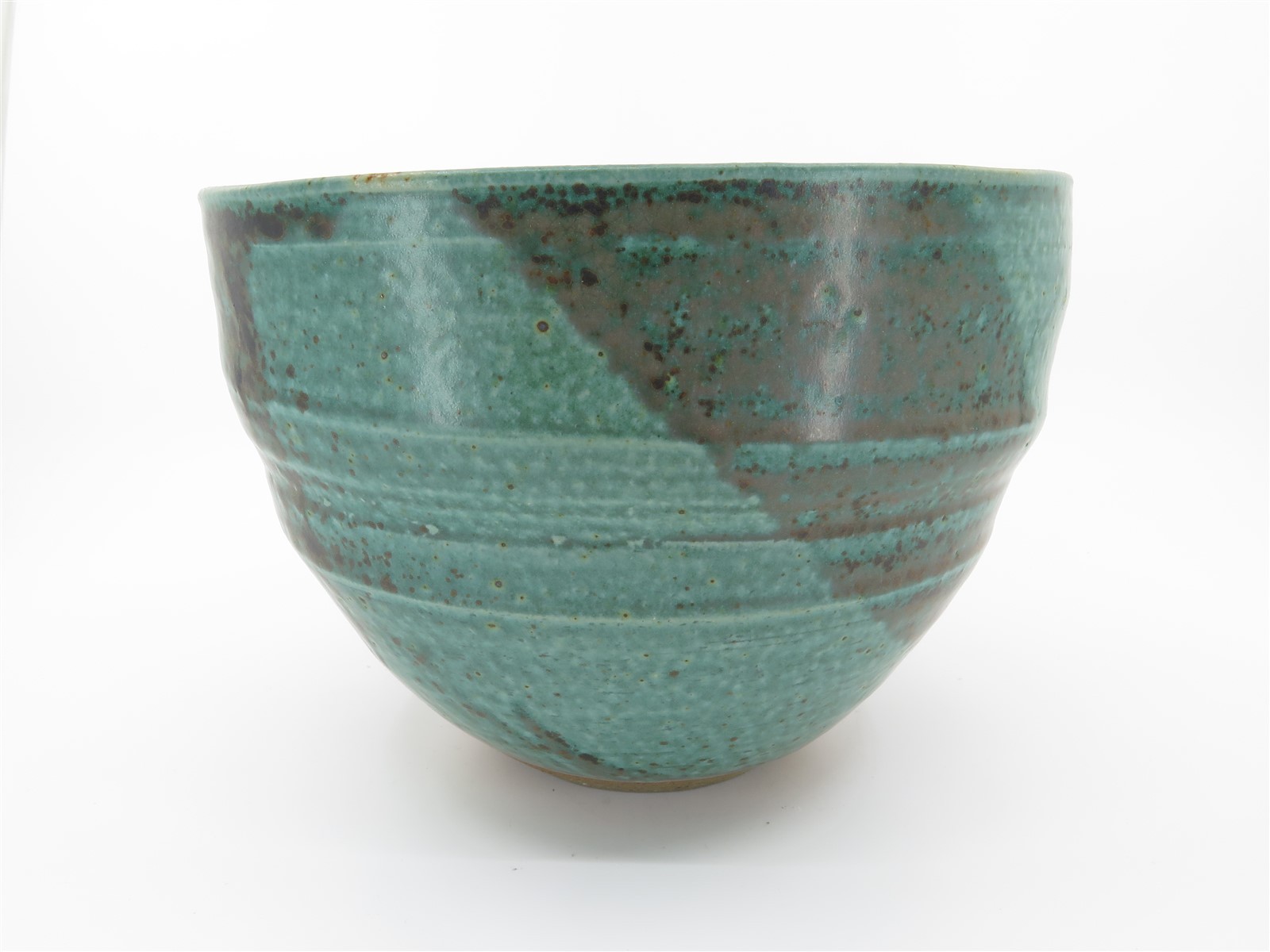 Superb Modernist Studio Pottery Ceramic Bowl Glazed & Signed 5.5″ x 7.75″ Diam