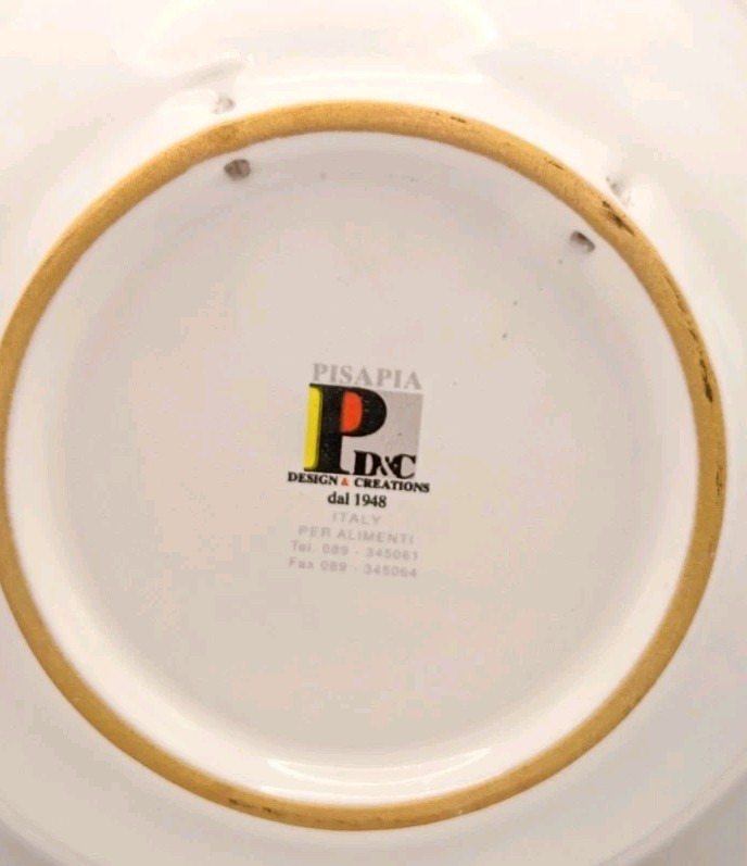 Vtg. Pisapia Italy Ceramic La Spaghettata Scarpara Recipe Bowl Red Sponge Paint