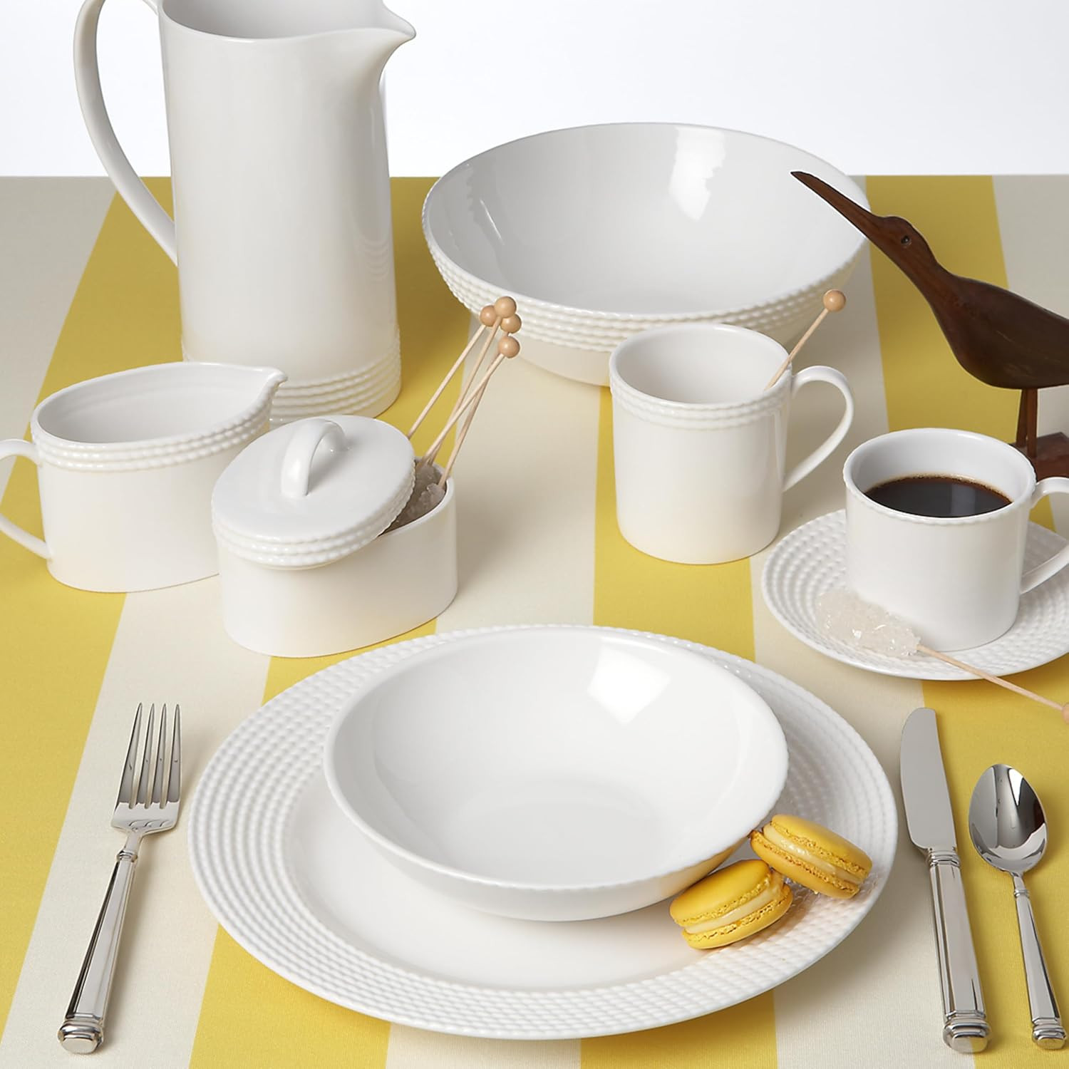 Wickford White 4-Piece Place Setting – Elegant Dining Essentials, 5.4 LB