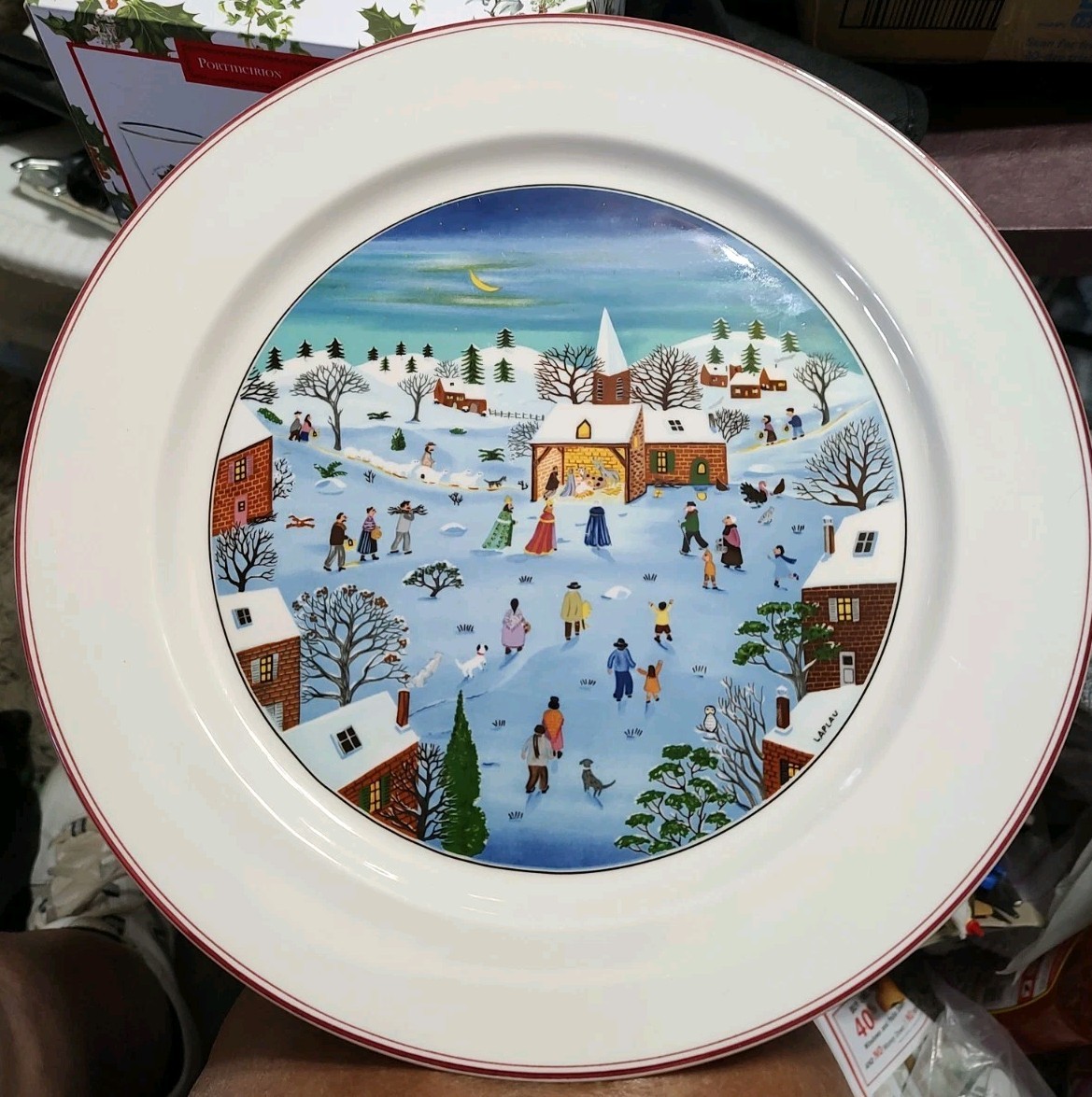 Vintage VILLEROY & BOCH “Design Naif Christmas” 12-1/4″ Round Serving Platter