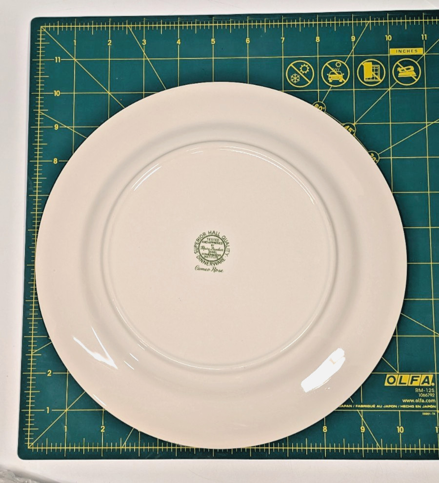 Hall China Cameo Rose 10 1/4″ Dinner Plates Set of 4 Vintage Mid-Century