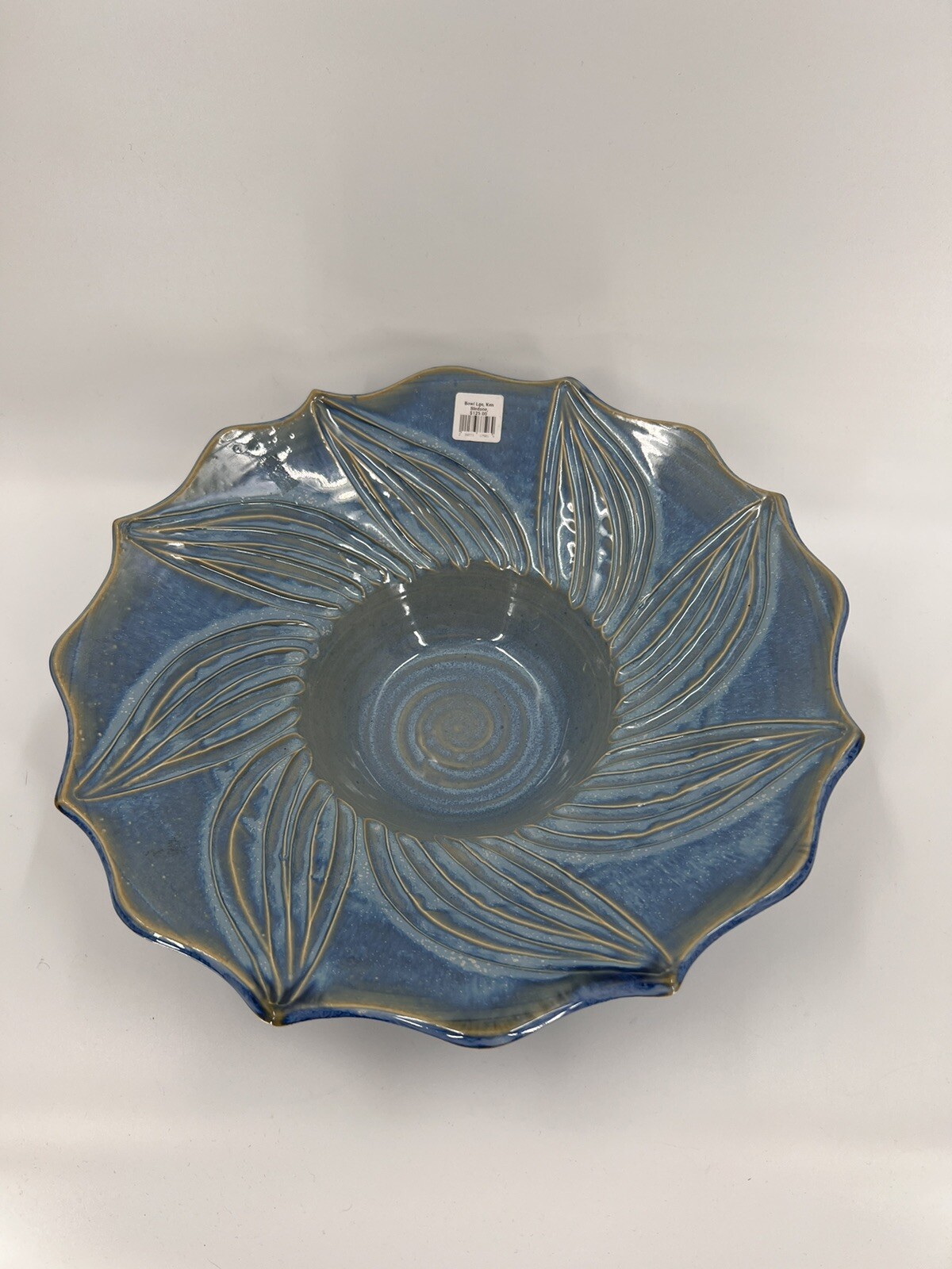 Ken Bledsoe Studio Art Pottery Decorative Large Blue Bowl North Carolina Signed