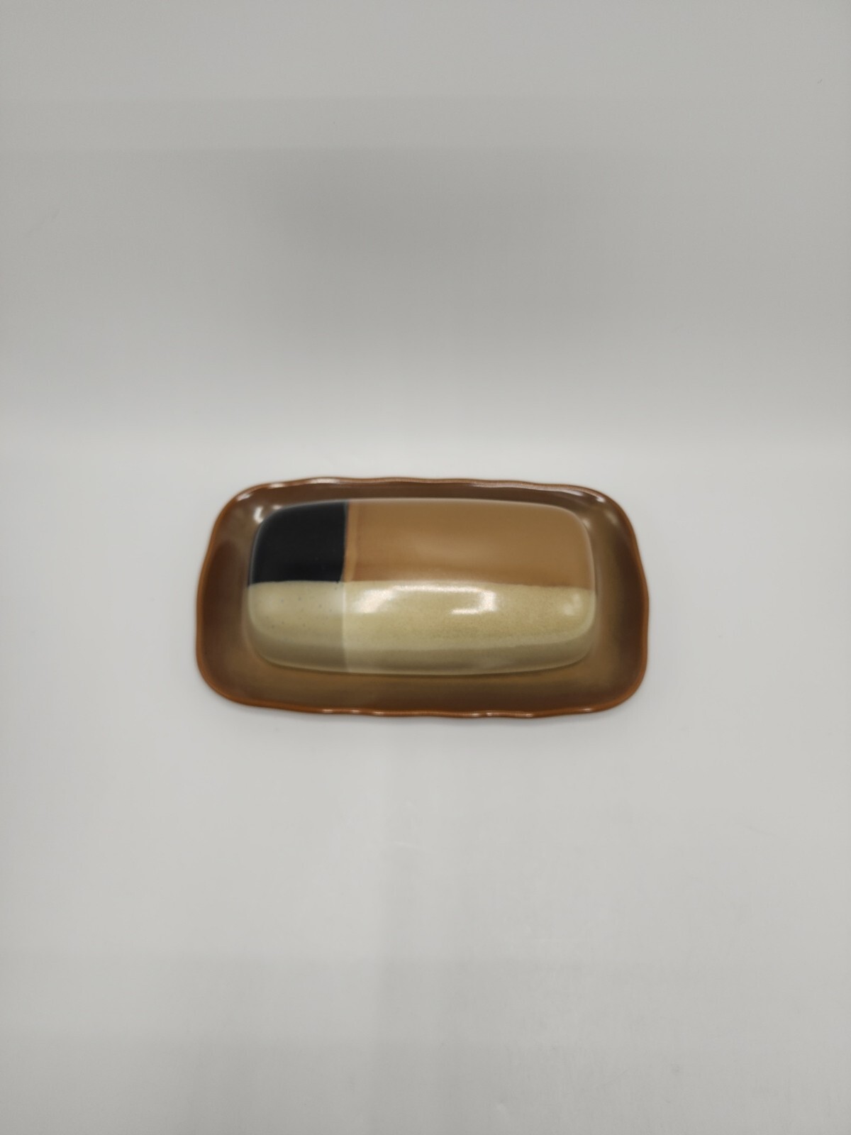 Sango “Gold Dust Black” Covered Butter Dish