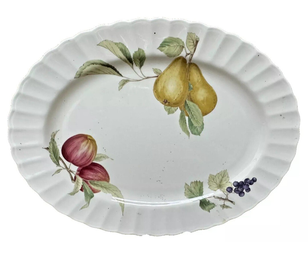 Oval Serving Platter 14.25″ Mikasa Maxima Belle Terre Fruit Ribbed Scallop NEW