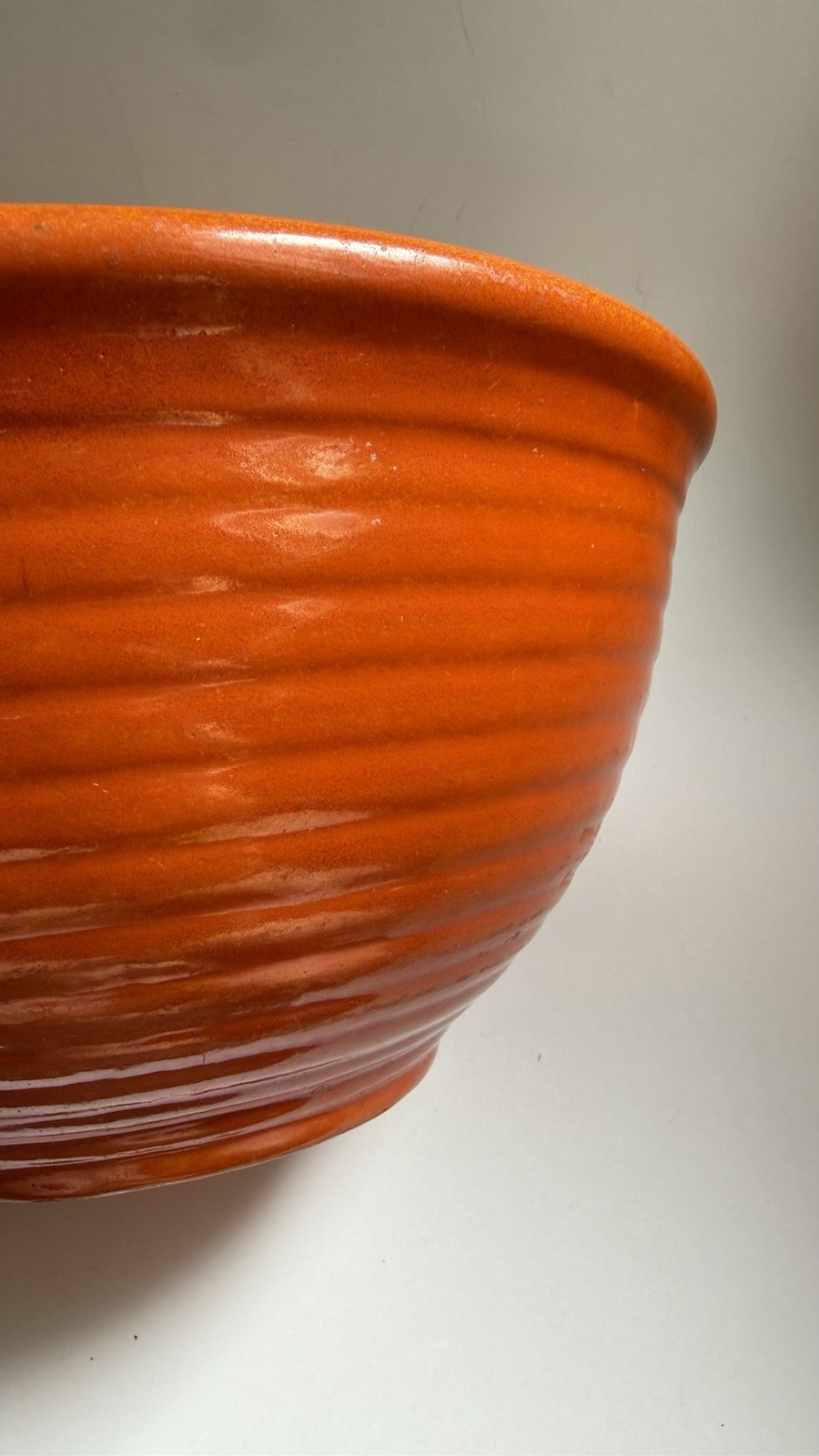 Bauer Orange Ceramic Round Bowl 9 in Diameter