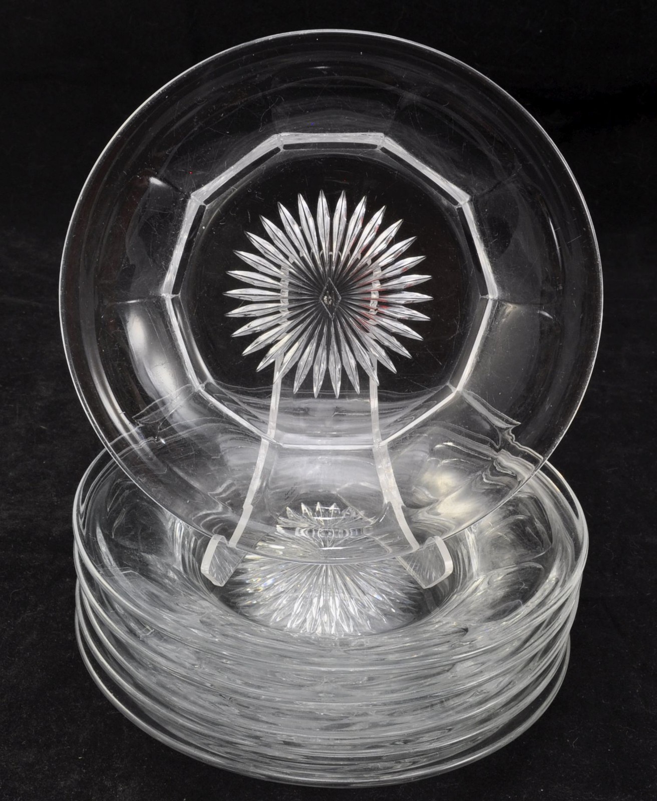 Set of 6 Heisey Glass Medium Flat Panel 7 1/4 Inch Dessert Plates 1905 EAPG