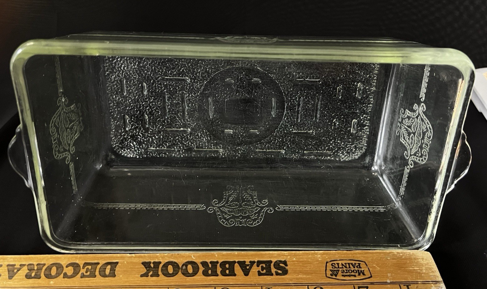 Vintage Glasbake 254 Loaf Pan Clear Glass Baking Dish Art Deco Pattern USA