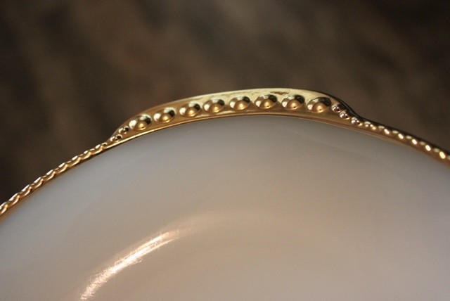Vintage Fire King Milk Glass Divided Dish Relish Tray Gold Trim Hobnail