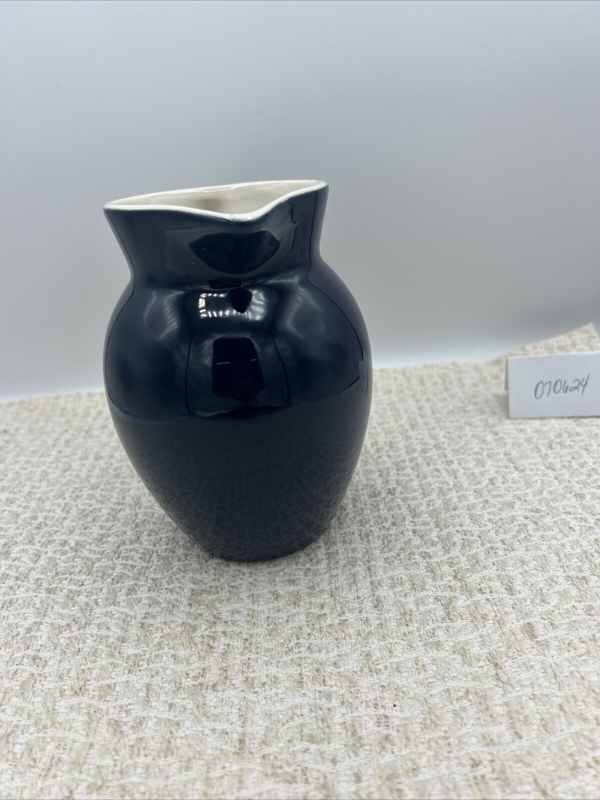 Vintage Color Cast Navy Stoneware Pitcher or Lg Creamer 6.25in Tall Priority