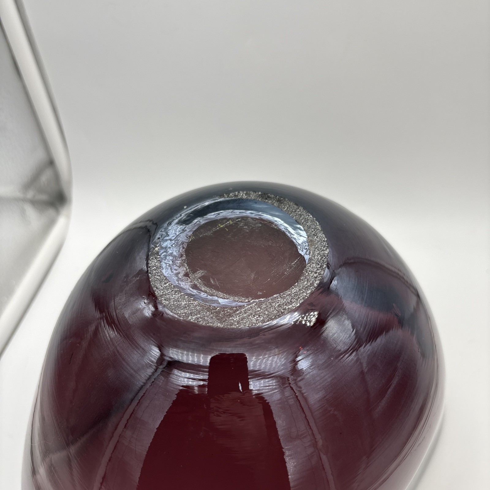 Vintage Amethyst Glass Large Mixing Bowl Hand Blown MCM Beautiful Purple