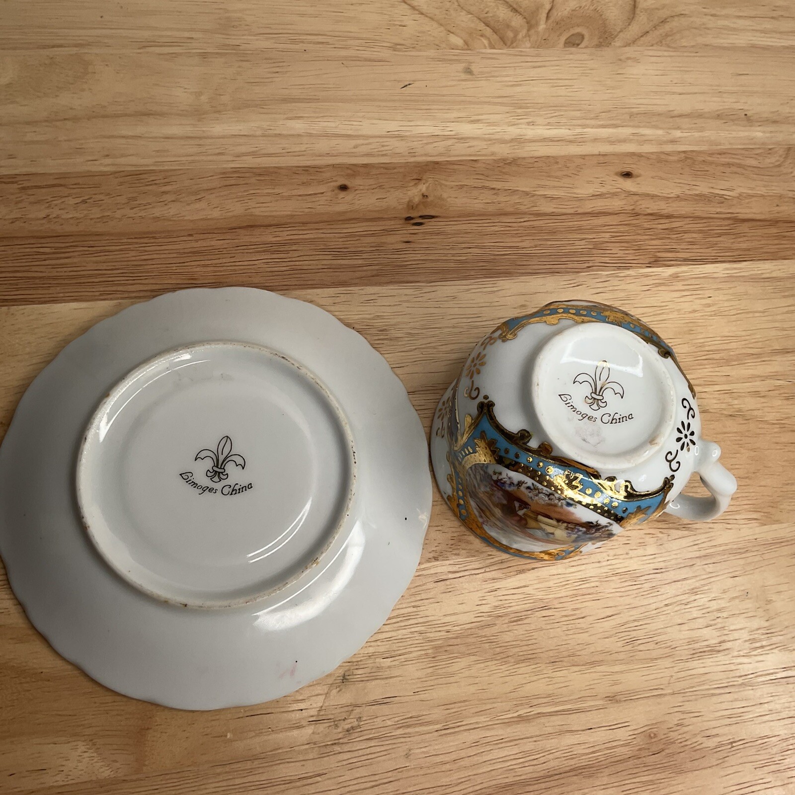 Vtg Limoges China Imperial Porcelain CobaltBlue Cup Saucer Replacement Rare Find