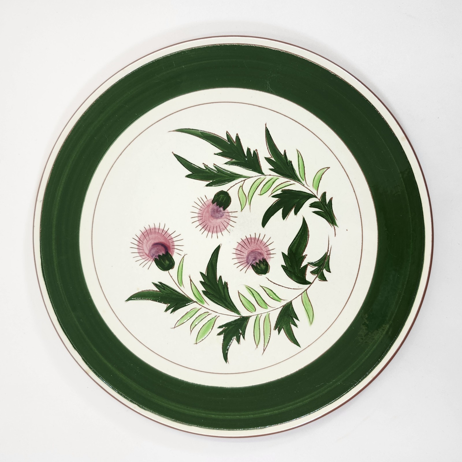 Stangl Thistle Pink 14″ Platter Chop Plate Round Vintage Handpainted Pottery USA