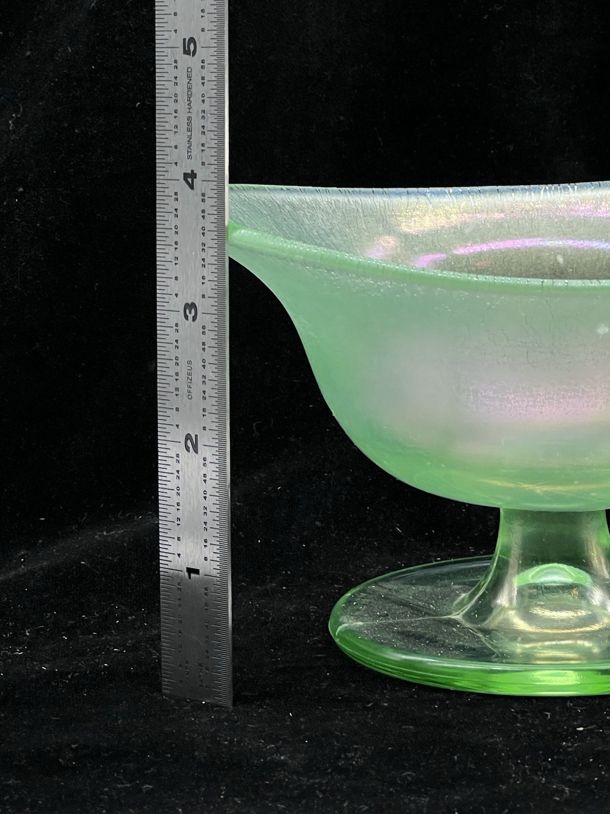 Rare Vintage Uranium/Vaseline Glass Pedestal Bowl-6”