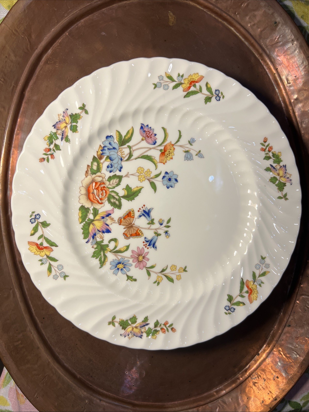 Set Of 6 Aynsley Cottage Garden -DINNER PLATES 10 3/8″ + Beautiful Vase!