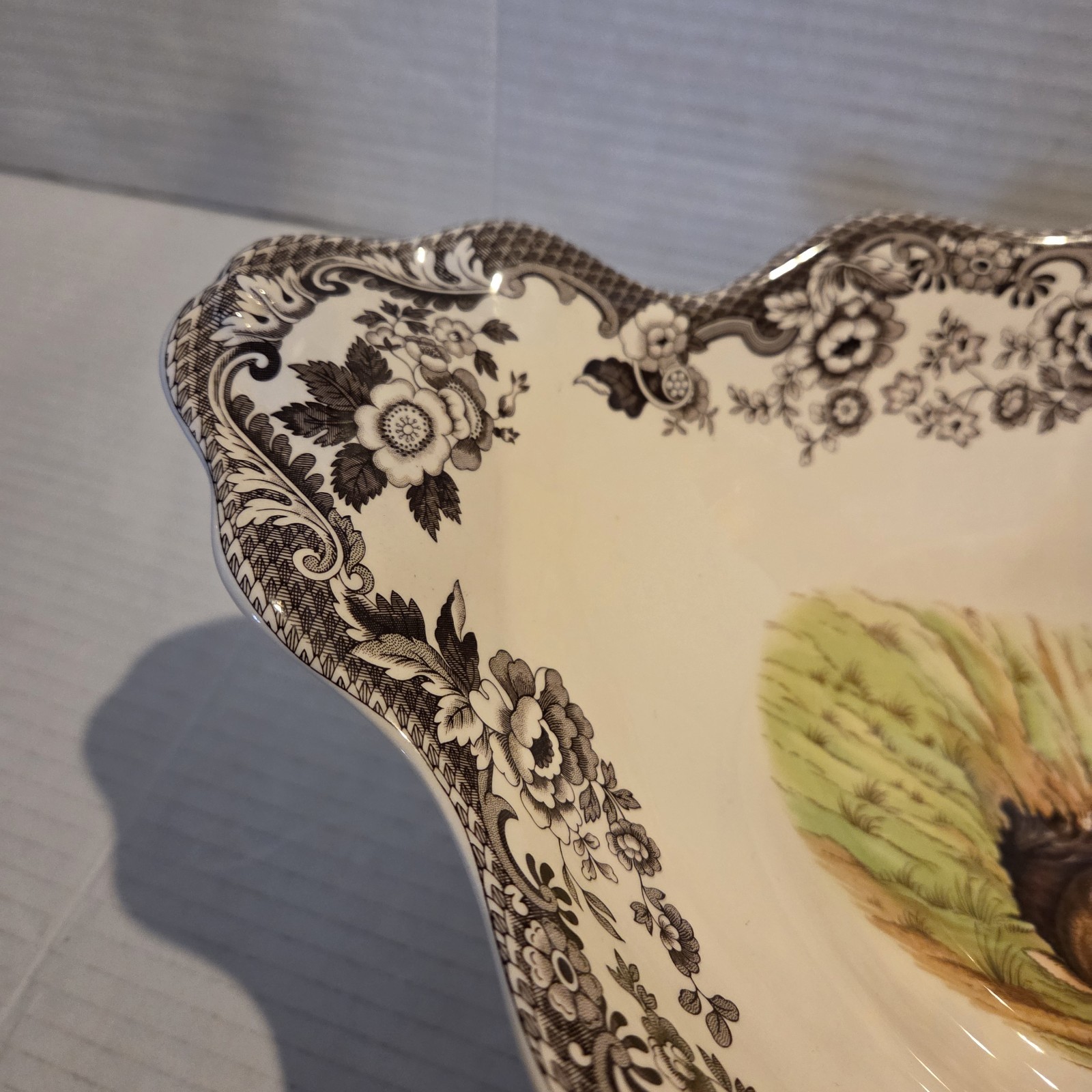 Spode Woodland Bunny Rabbit Footed Centerpiece Oval Dish Serving Easter EASTER