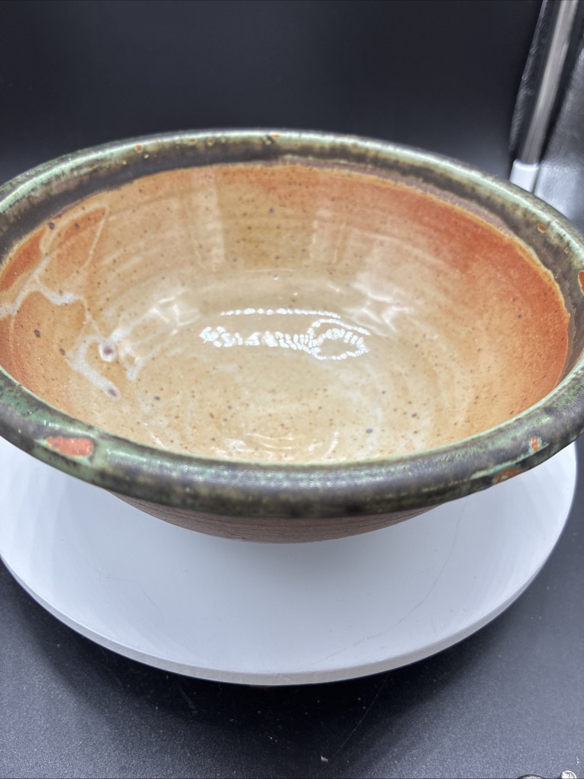 Vintage Handmade Pottery Studio Matte Brown Bowl Signed Ryan Lucier