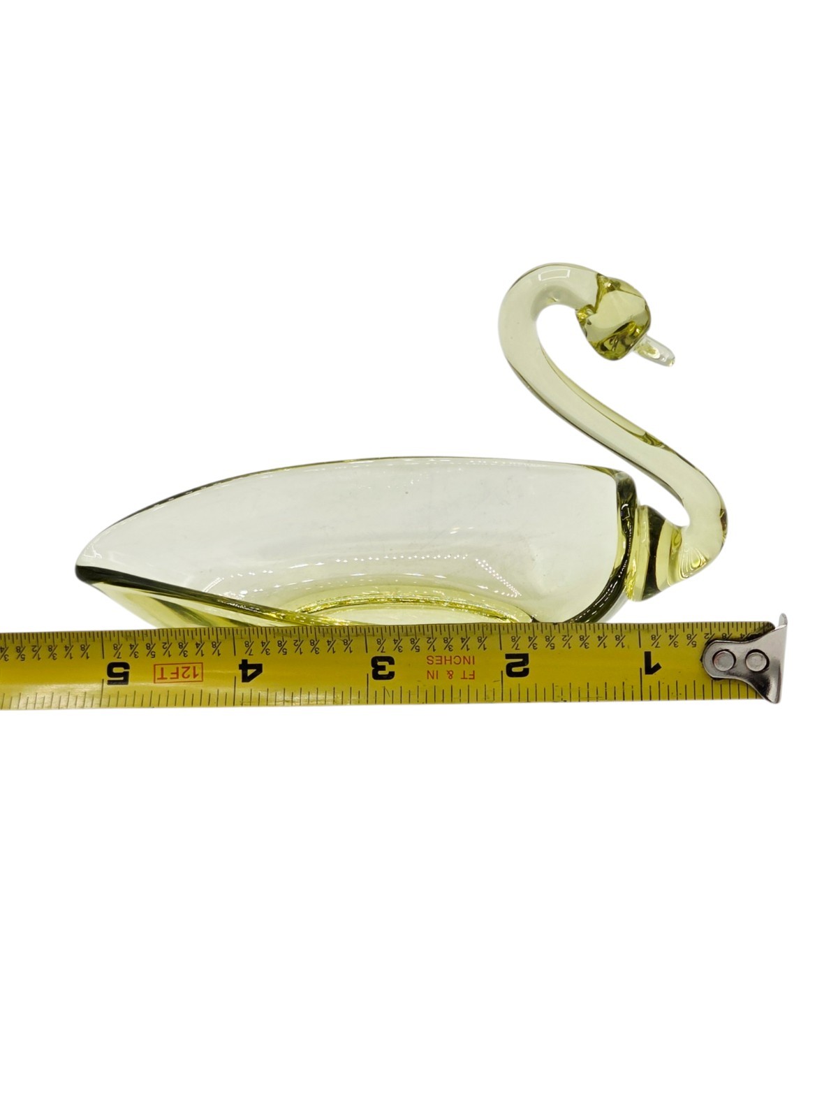 1940s Duncan & Miller Yellow Swan Art Glass Dish Pall Mall Small 5in